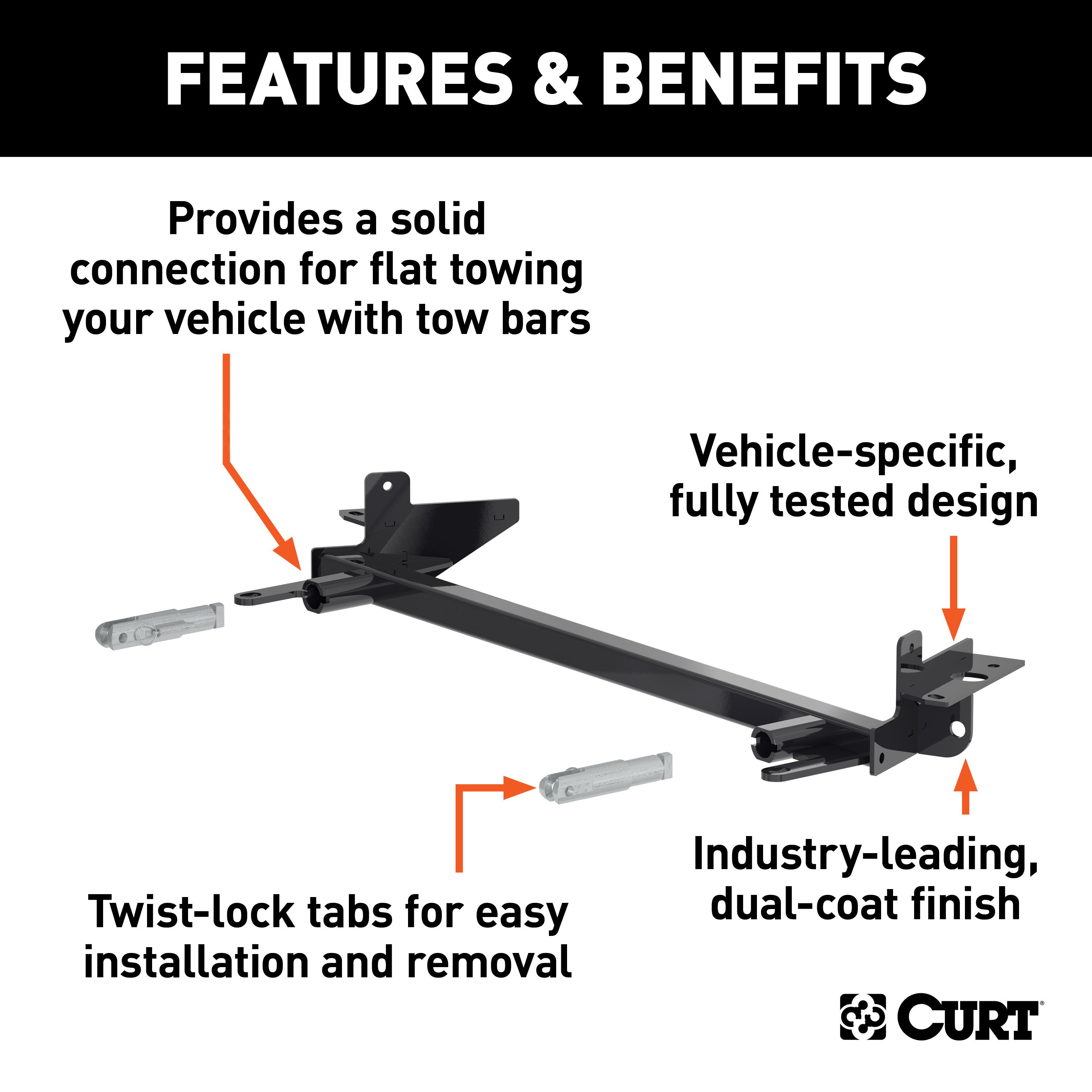 CURT 70155 Custom Tow Bar Base Plate Brackets for Dinghy Towing, Fits Select Ram 1500 thumbnail 1