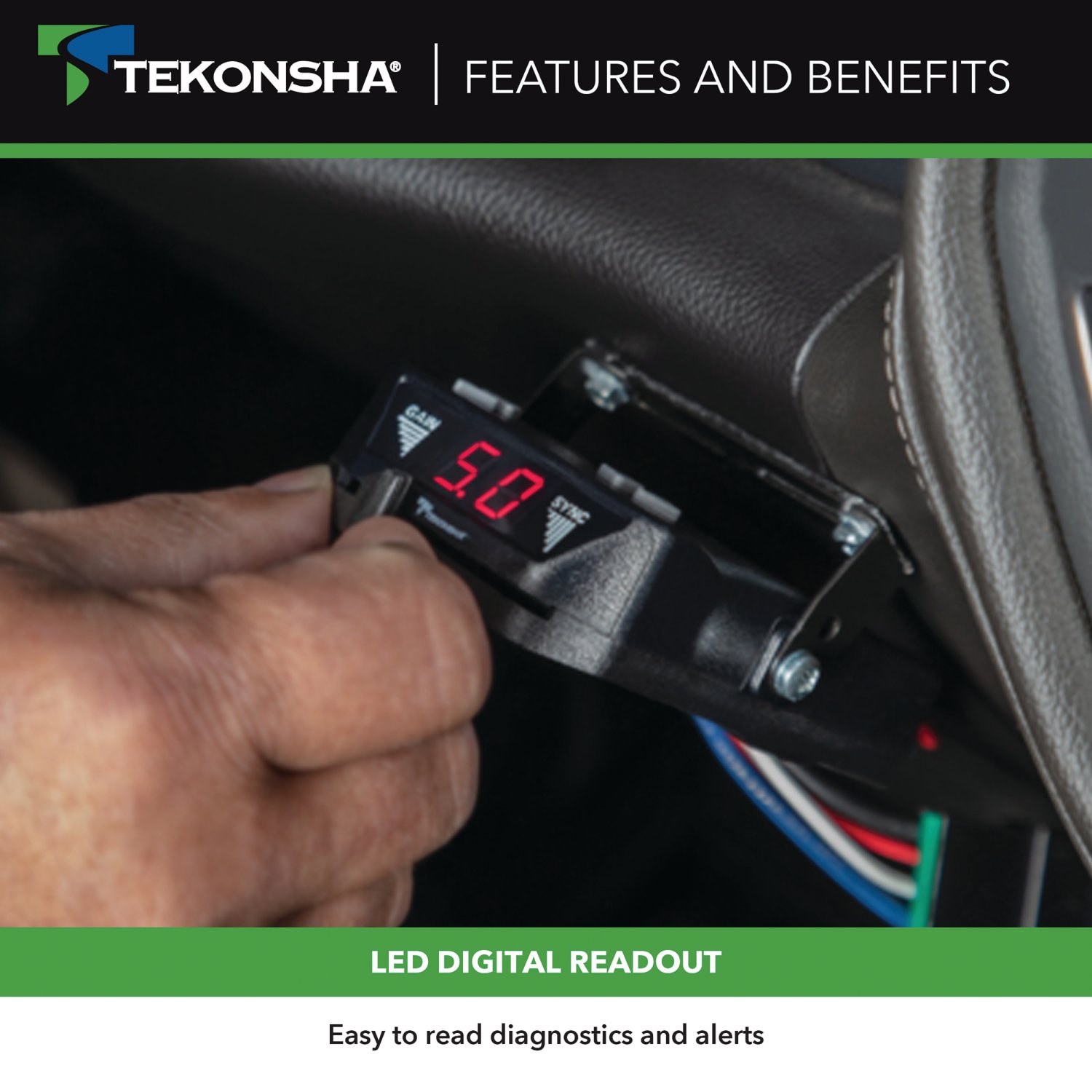 Tekonsha BRAKE-EVN  Proportional Brake Controller for Trailers with 1-4 Axles, Black thumbnail 4