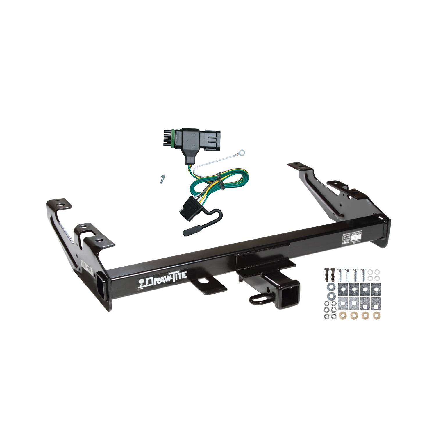 1988-1999 Chevrolet C2500 Regular & Extended Cabs Draw-tite Class 3 Trailer Hitch, 2 Inch Square Receiver Bundle w/ Plug-n-Play T-One Wiring Harness 75099 thumbnail 0