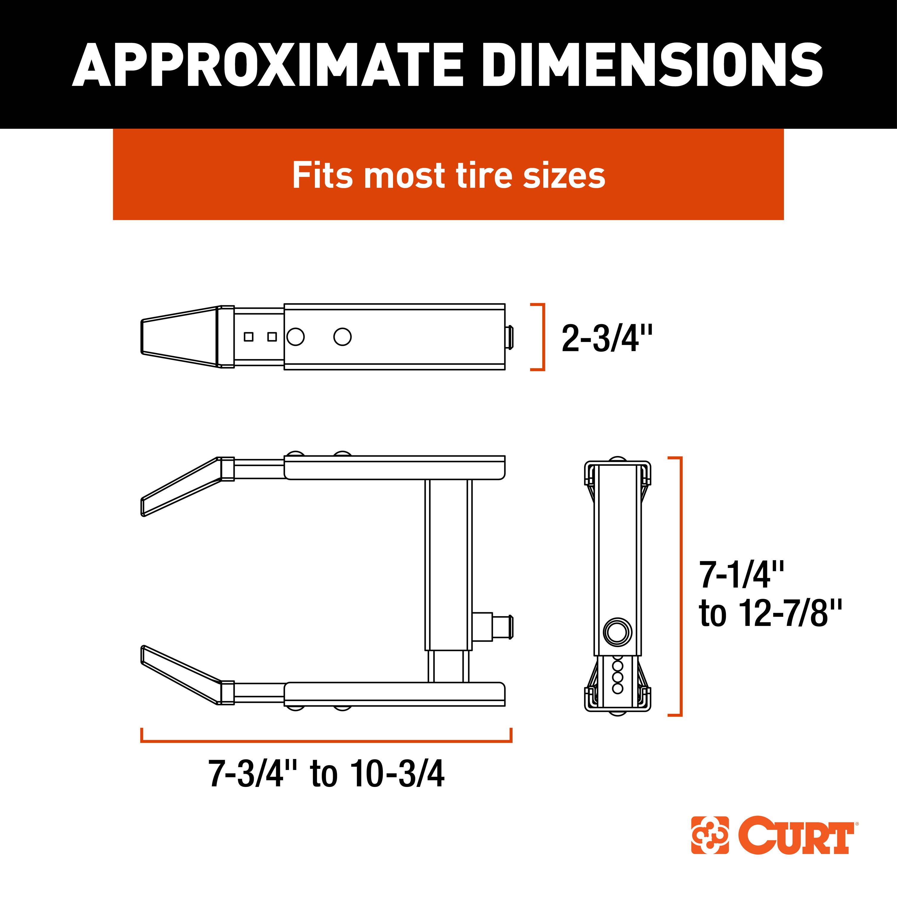 CURT 23176 Adjustable Trailer Wheel Lock, 16.5” x 6.5”-8 to 33" x 12-1/2"/R15 thumbnail 1