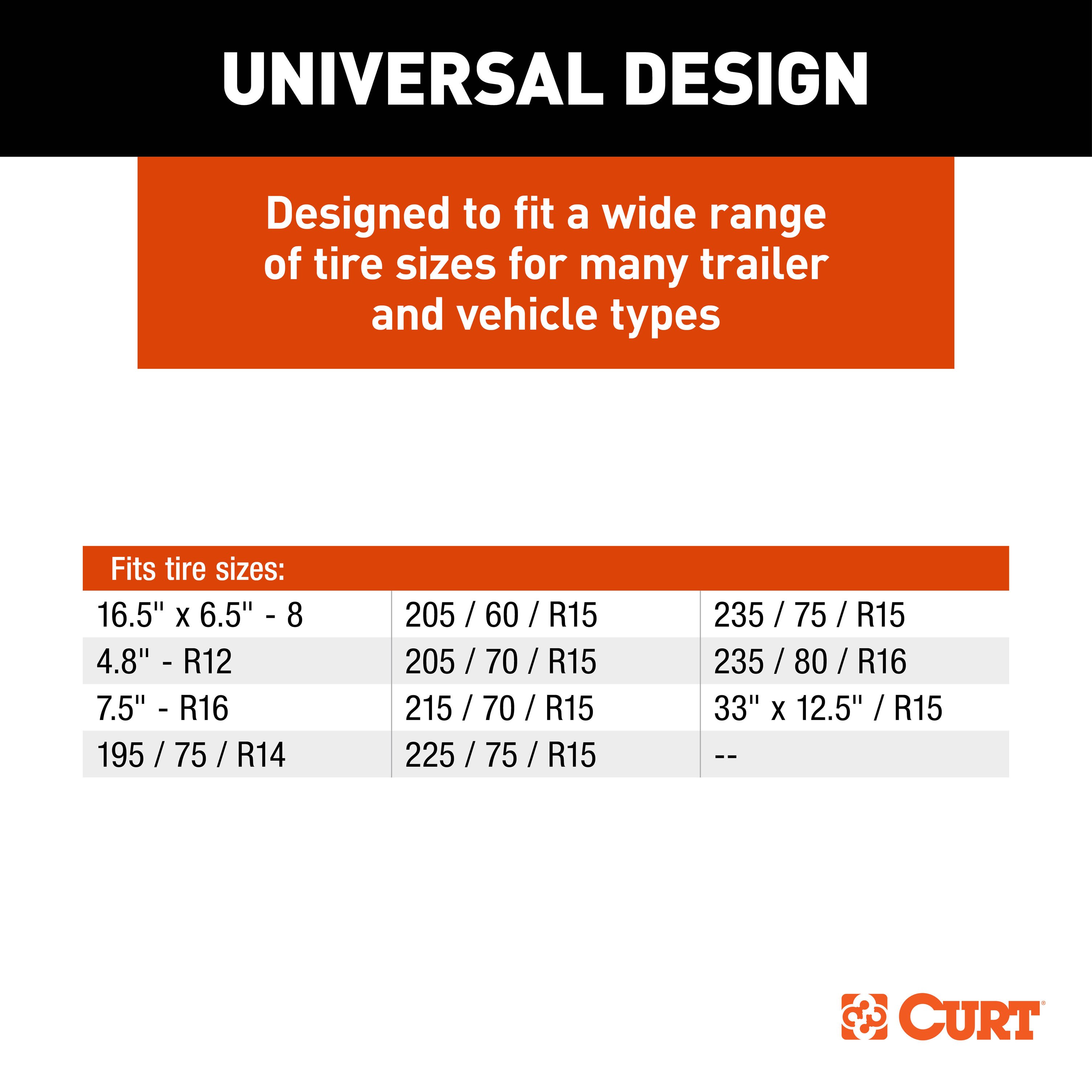 CURT 23176 Adjustable Trailer Wheel Lock, 16.5” x 6.5”-8 to 33" x 12-1/2"/R15 thumbnail 4