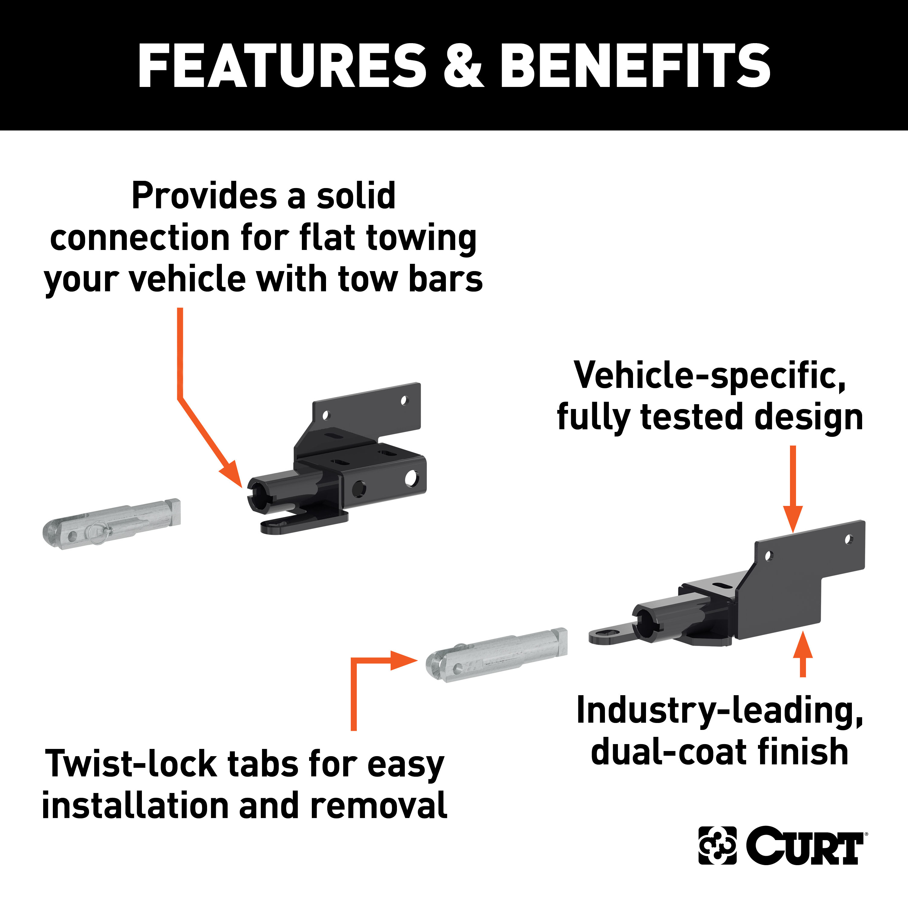 CURT 70150 Custom Tow Bar Base Plate Brackets for Dinghy Towing, Fits Select Ford F-150 thumbnail 1