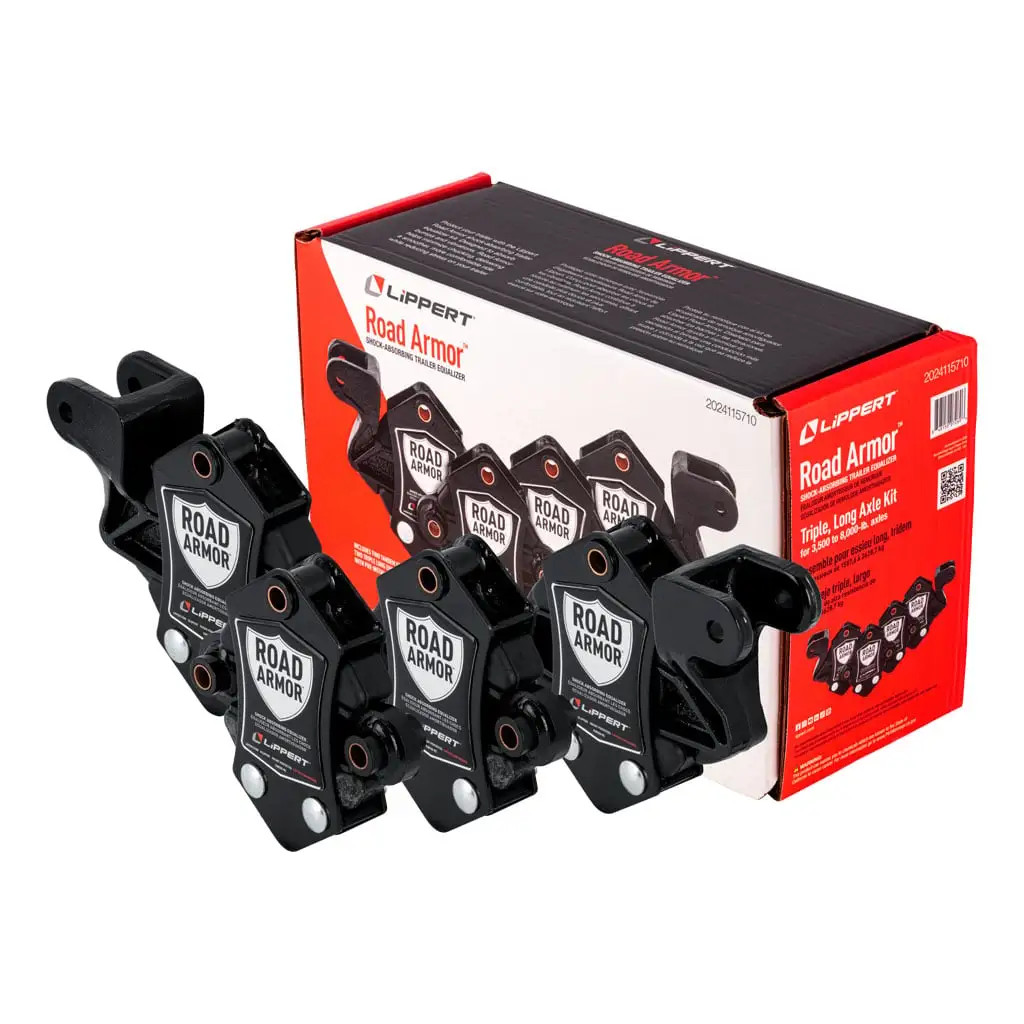 Lippert 2024115710 Road Armor Shock-Absorbing Trailer Equalizer Long Triple Axle Kit for 3,500-8,000-lb. Axles (Two Pairs) thumbnail 0