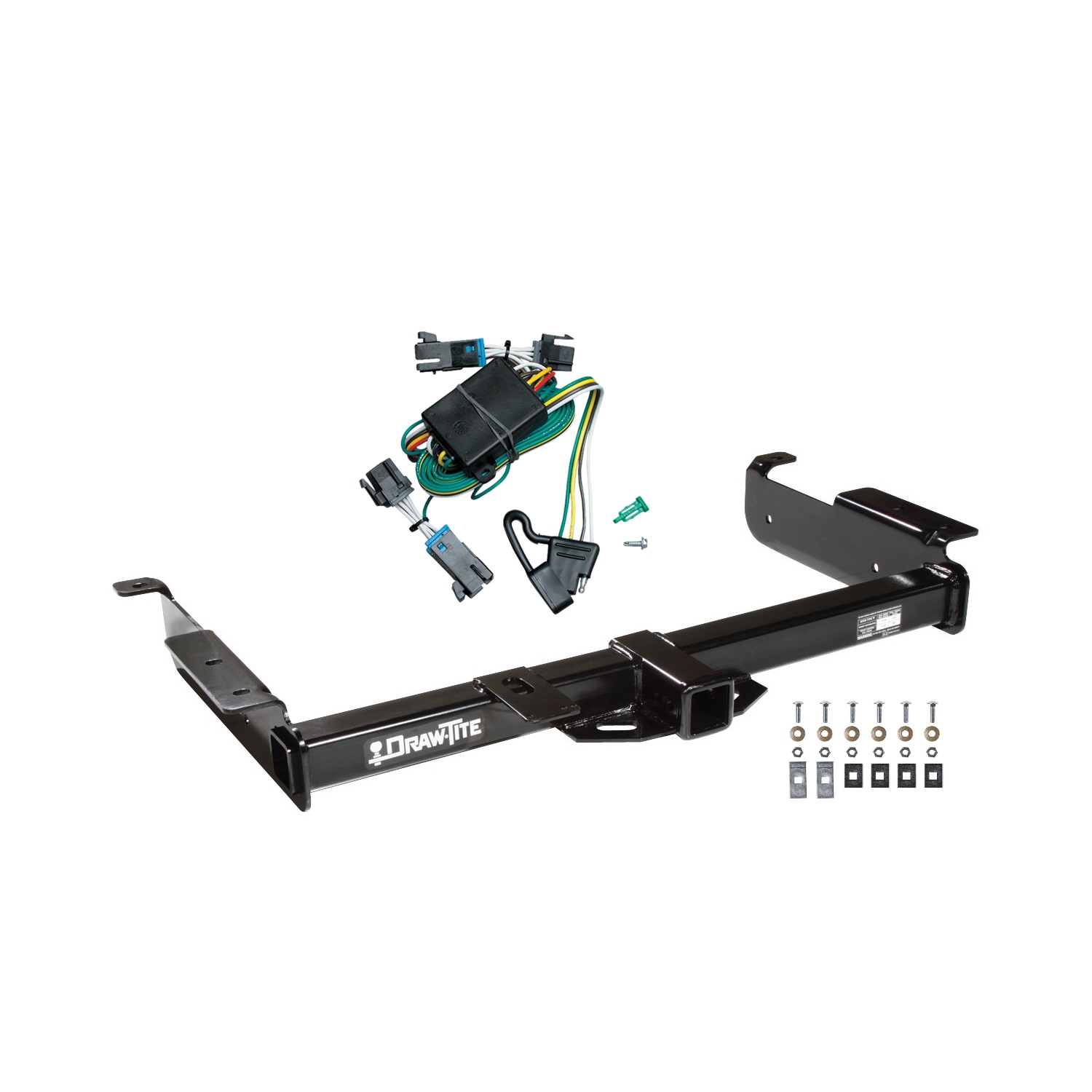 2000-2002 Chevrolet Express 3500 Draw-tite Class 4 Trailer Hitch, 2 Inch Square Receiver Bundle w/ Plug-n-Play T-One Wiring Harness thumbnail 0