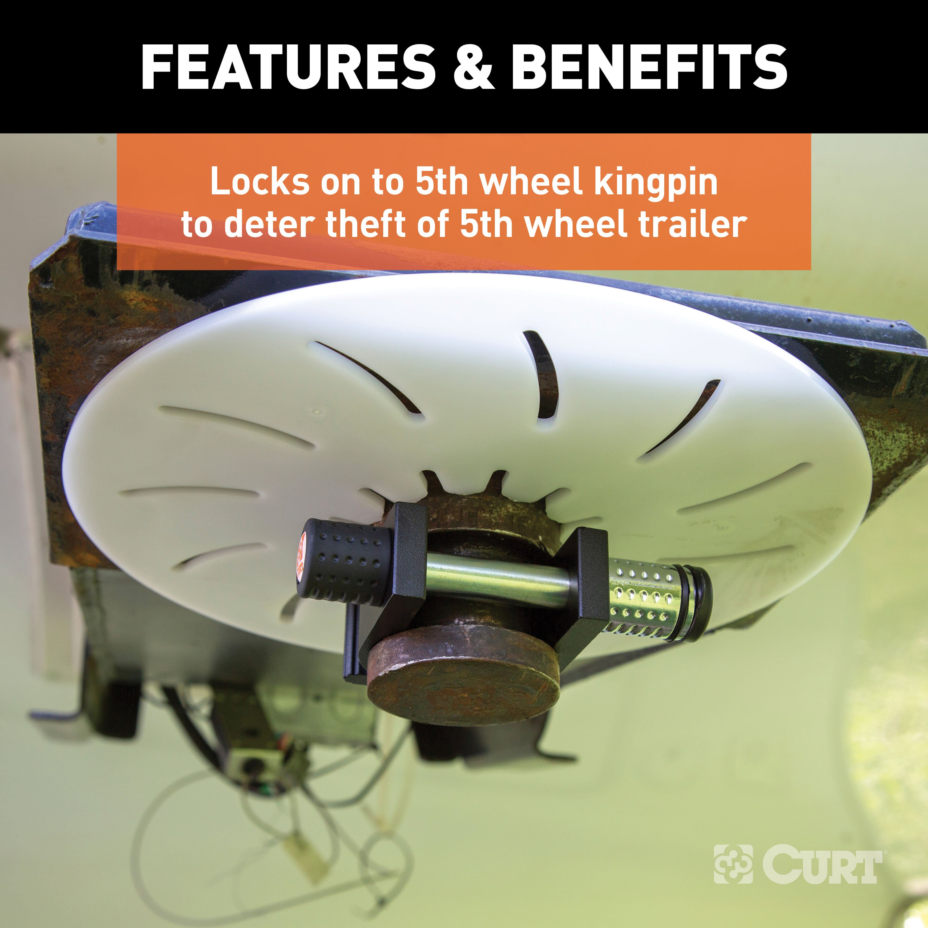 CURT 23255 5th Wheel Trailer Lock for 2-Inch King Pin, Keyed Alike thumbnail 3