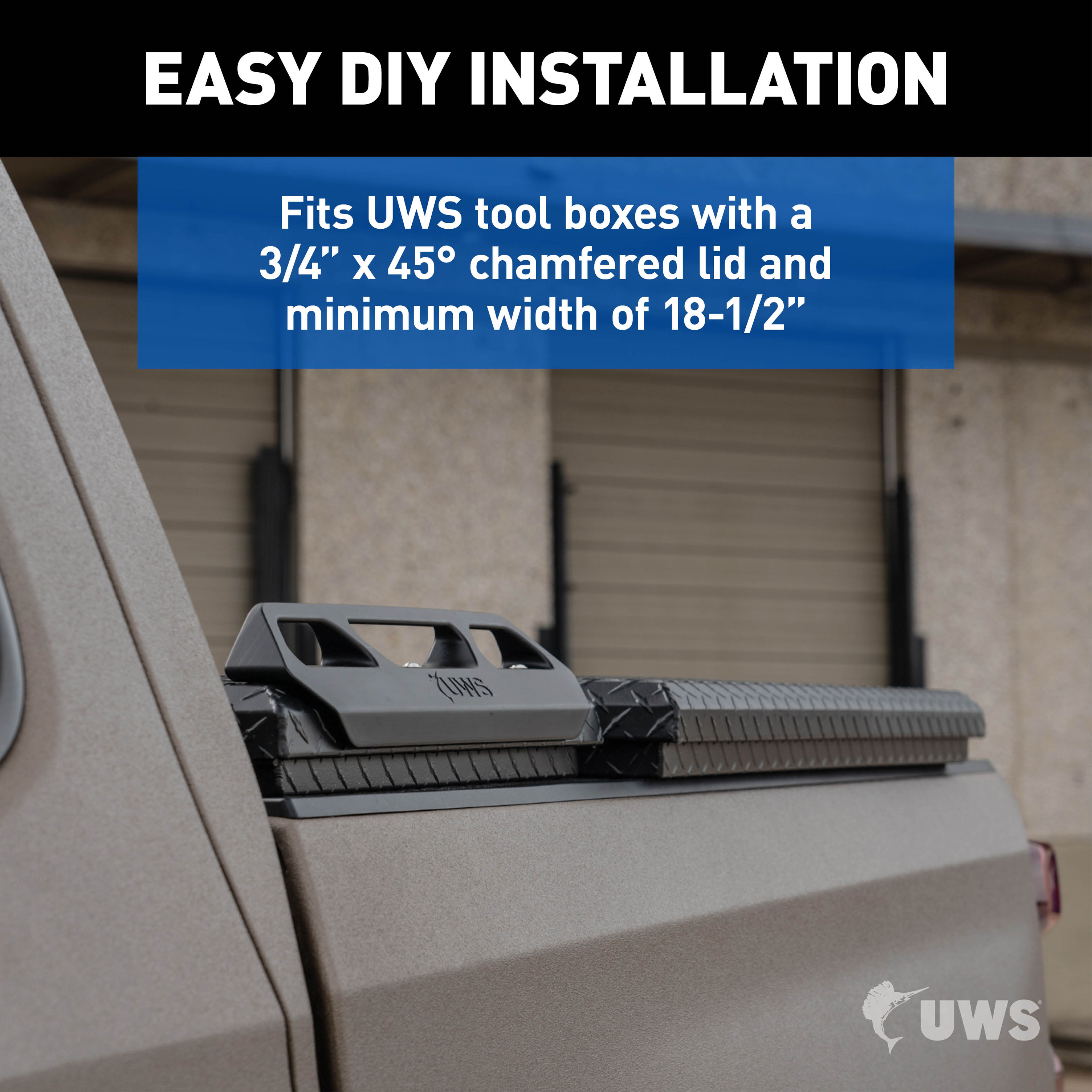 UWS Truck Tool Box Tie-Down Side Rails Kit, Black, Heavy-Duty Mounting Clamp System for Pickup Truck Bed Toolboxes, Fits UWS Boxes with 3/4" Chamfered Lid, Hardware Included – UWS-TBTD thumbnail 4