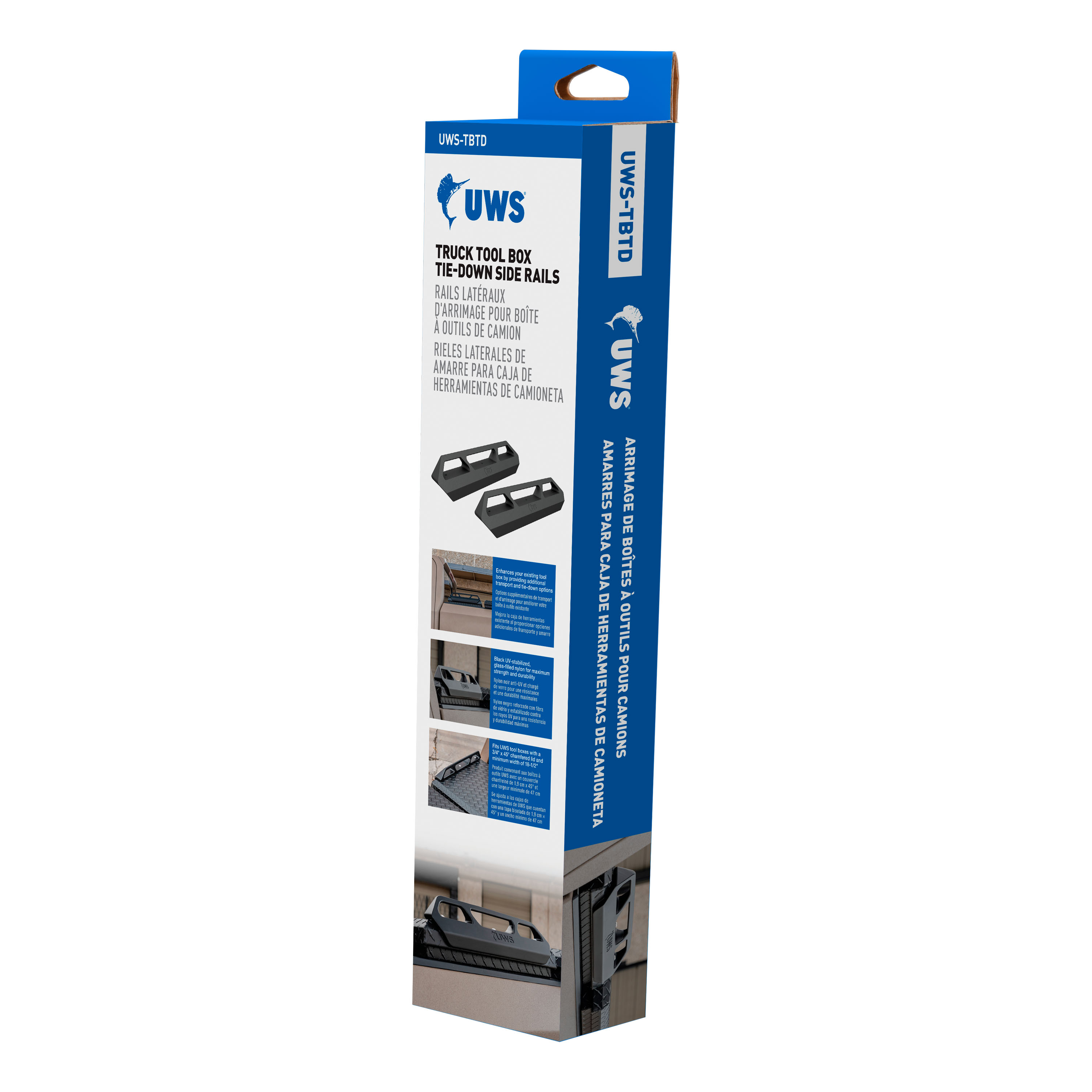 UWS Truck Tool Box Tie-Down Side Rails Kit, Black, Heavy-Duty Mounting Clamp System for Pickup Truck Bed Toolboxes, Fits UWS Boxes with 3/4" Chamfered Lid, Hardware Included – UWS-TBTD thumbnail 7