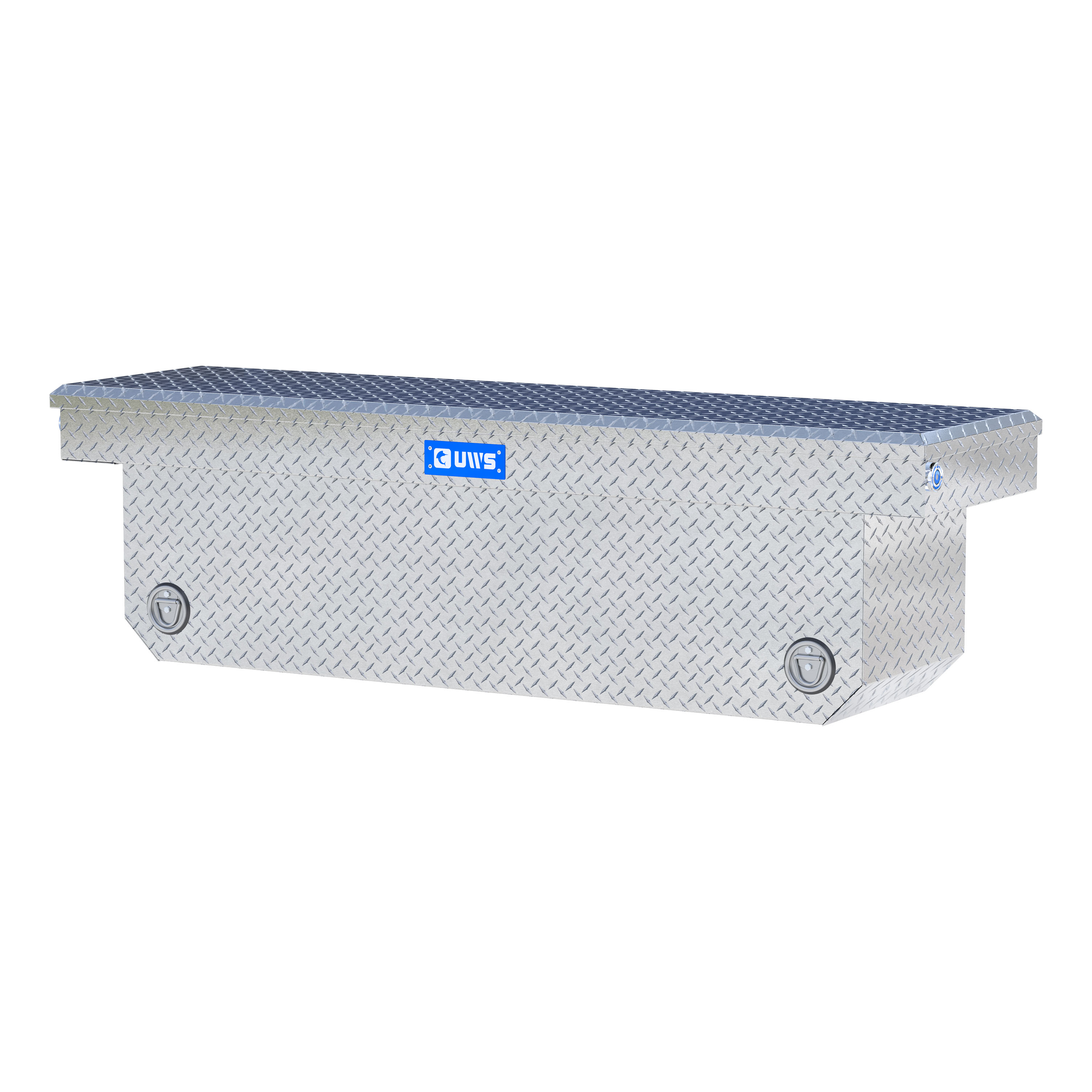 UWS TBSD-72-A-PB Bright Aluminum 72" Deep Angled Push Button Crossover Truck Tool Box thumbnail 2