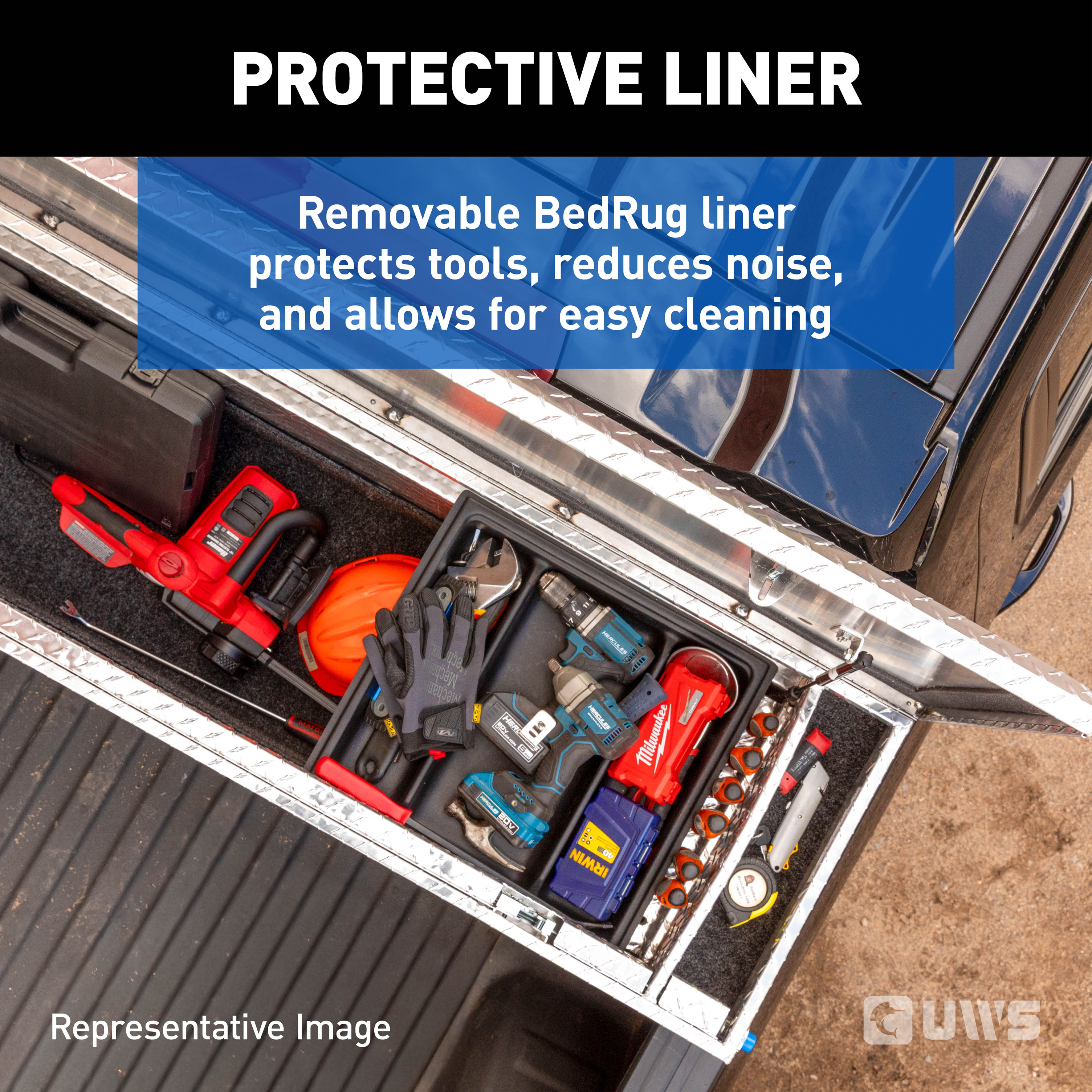 UWS TBSD-72-A-PB Bright Aluminum 72" Deep Angled Push Button Crossover Truck Tool Box thumbnail 12