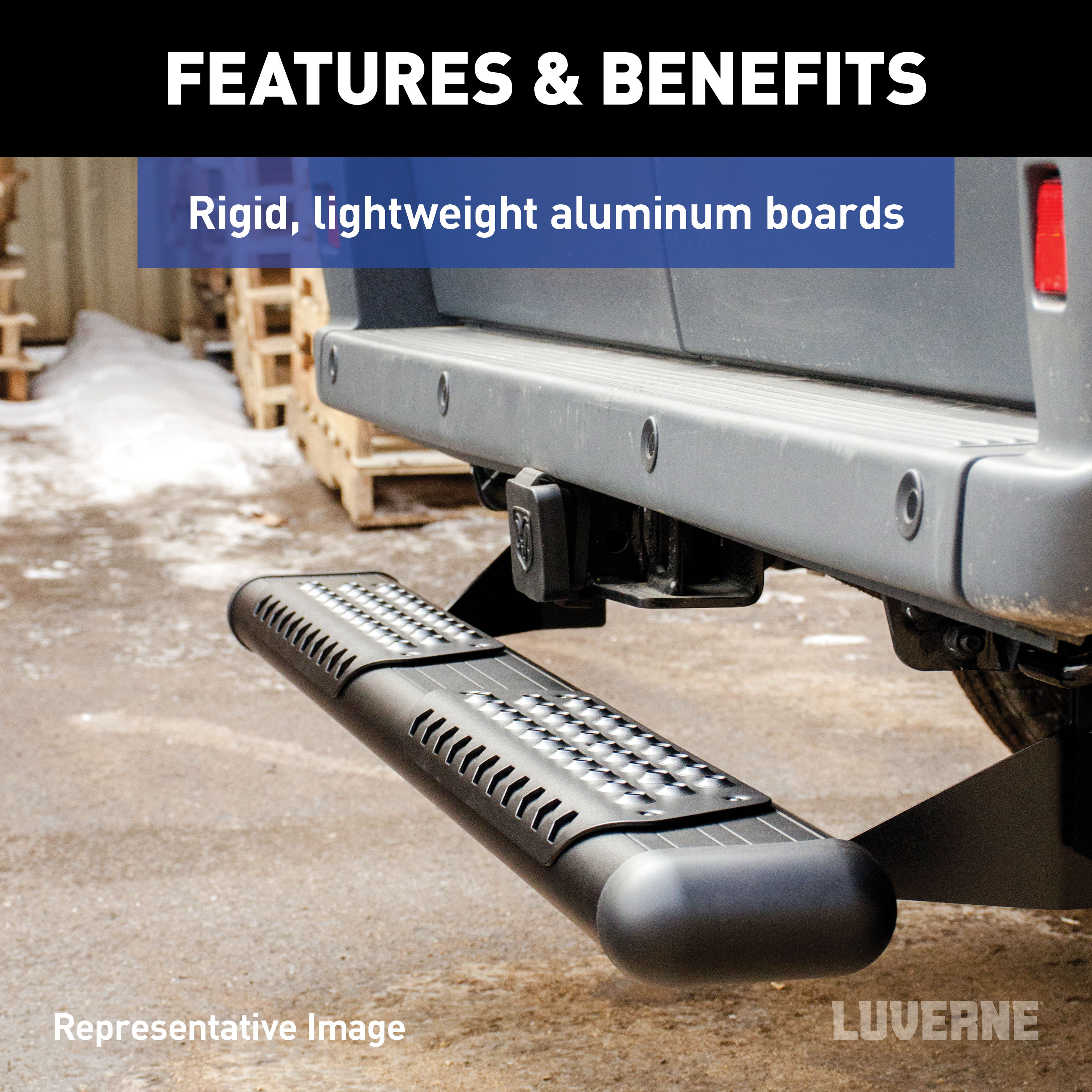 LUVERNE 584254-570749 O-Mega II 54-Inch Black Aluminum Rear Step, Compatible with Select Dodge, Freightliner, Mercedes-Benz Sprinter 2500, 3500 thumbnail 4