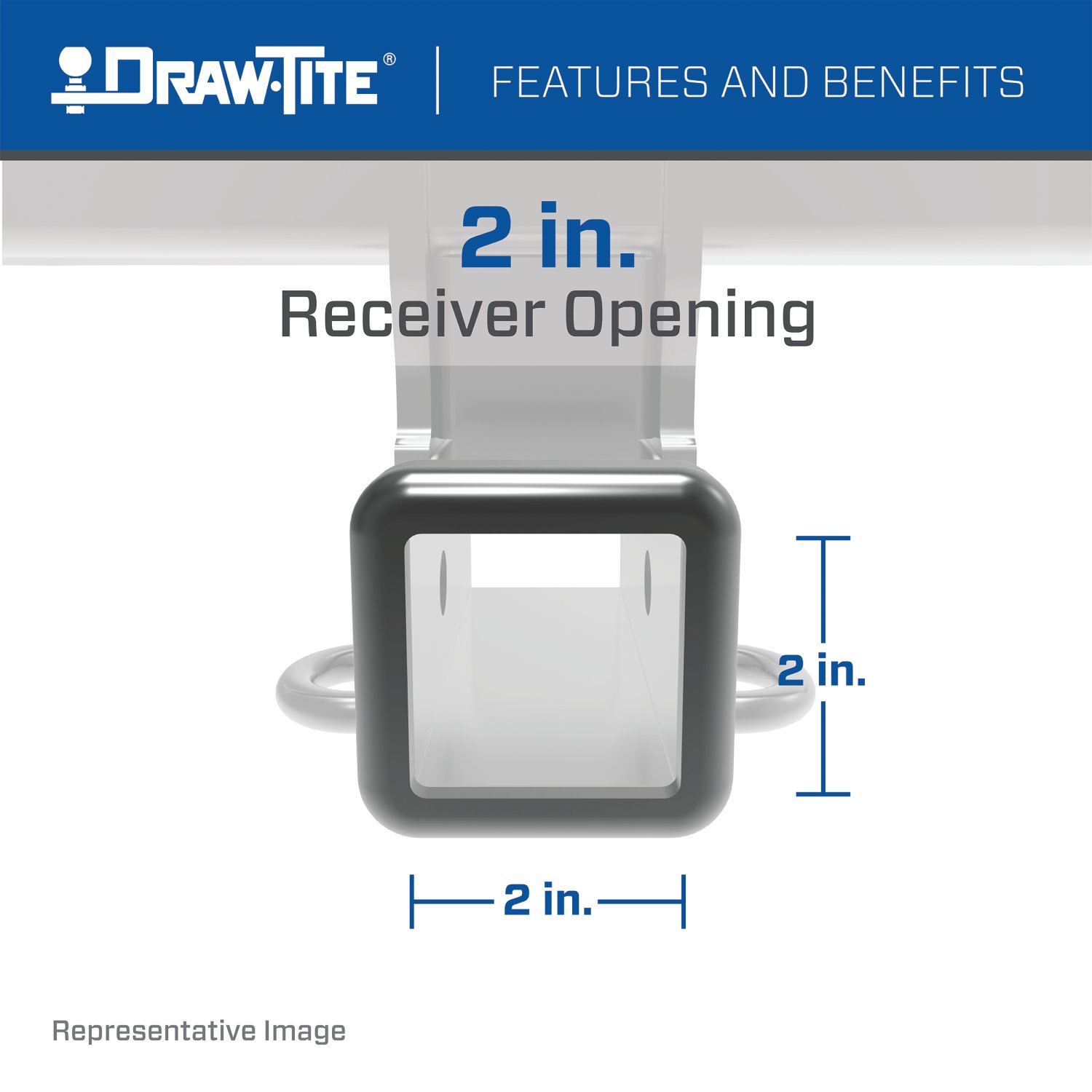 1986-1993 Dodge D350 Draw-tite Class 3 Trailer Hitch, 2 Inch Square Receiver Bundle w/ Plug-n-Play T-One Wiring Harness thumbnail 2