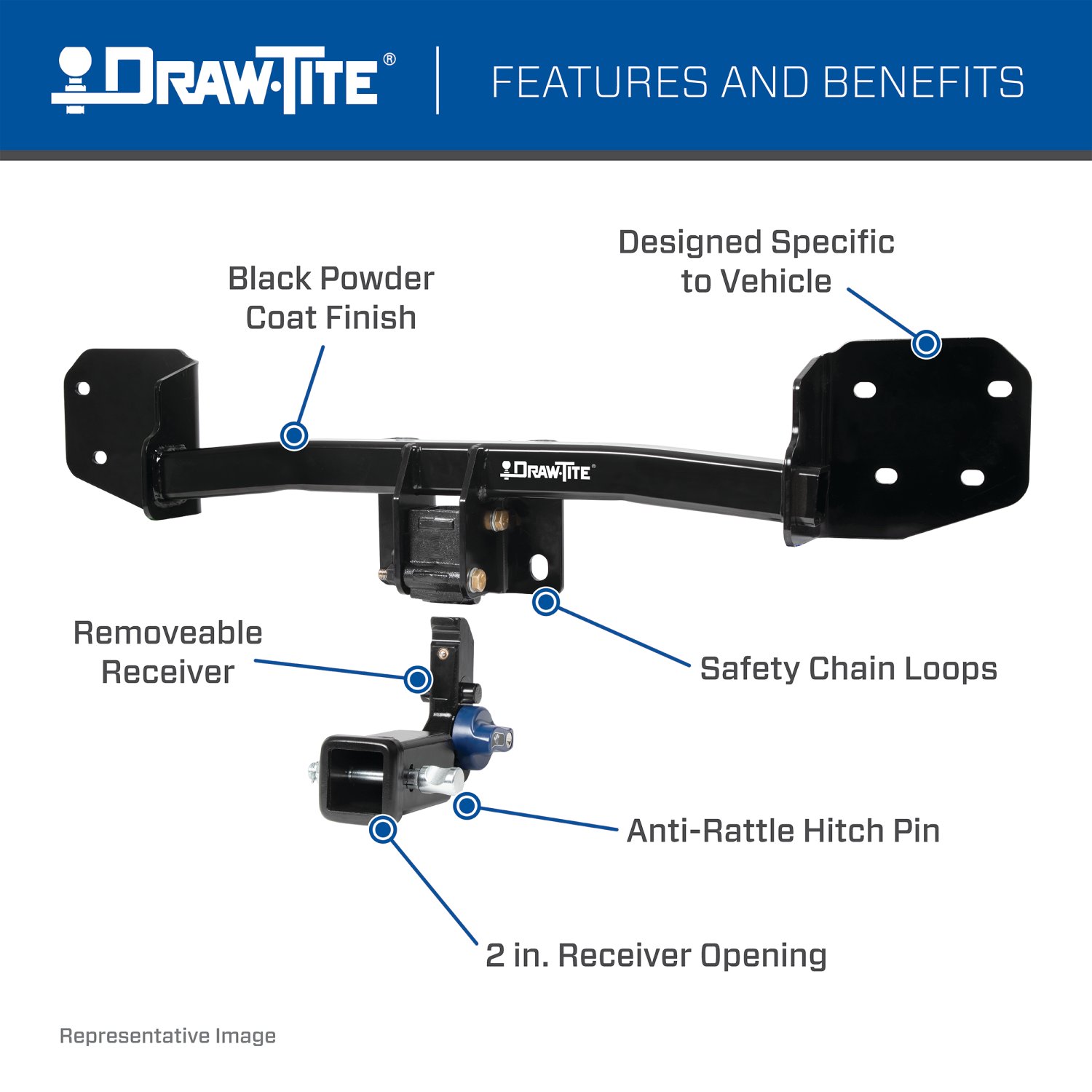 2017-2020 Chrysler Pacifica Touring L Plus Draw-tite Hidden Hitch Completely Hidden Trailer Hitch 2 Inch Removable Receiver Bundle w/ Plug-n-Play T-One Wiring Harness thumbnail 3