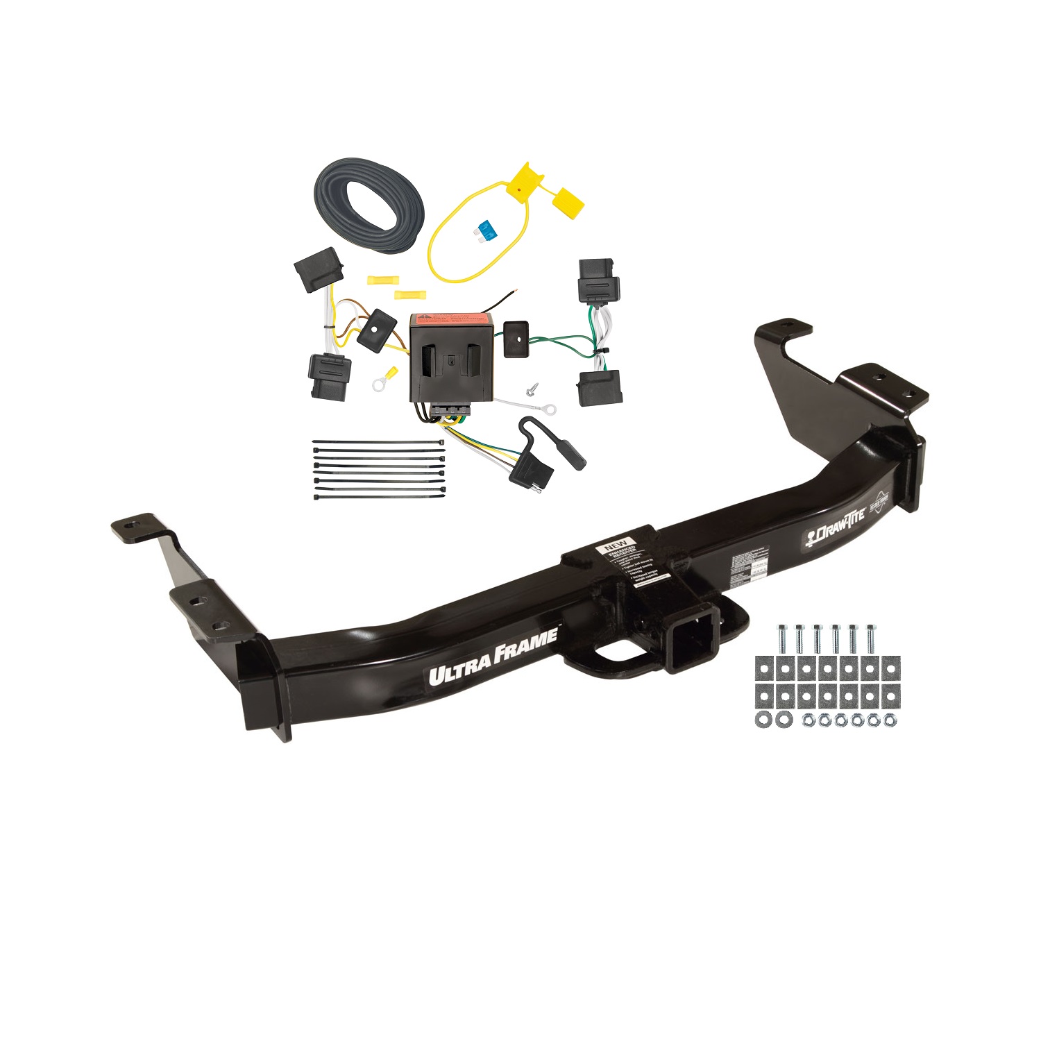 2009-2014 Ford E-350 Econoline Super Duty Draw-tite Class 5 Trailer Hitch, 2 Inch Square Receiver Bundle w/ Plug-n-Play T-One Wiring Harness thumbnail 0