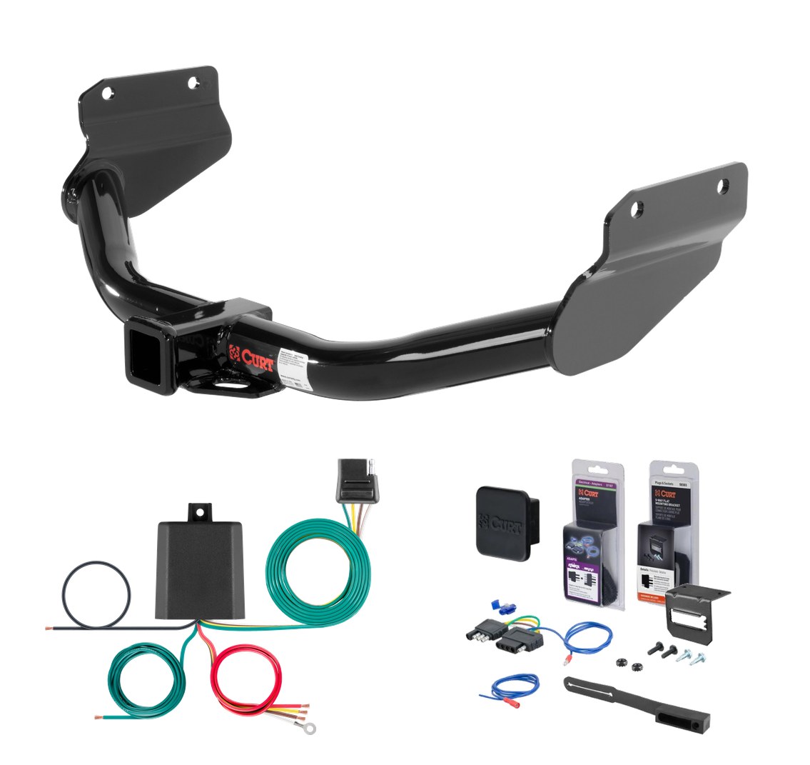 2012 - 2013 Jeep Grand Cherokee Excluding SRT, SRT8 or Trackhawk Curt 2" Class 3 Trailer Tow Hitch + 5-Flat Wiring Kit Tow Boat/Utility Trailer with Surge Brakes 13182 thumbnail 0