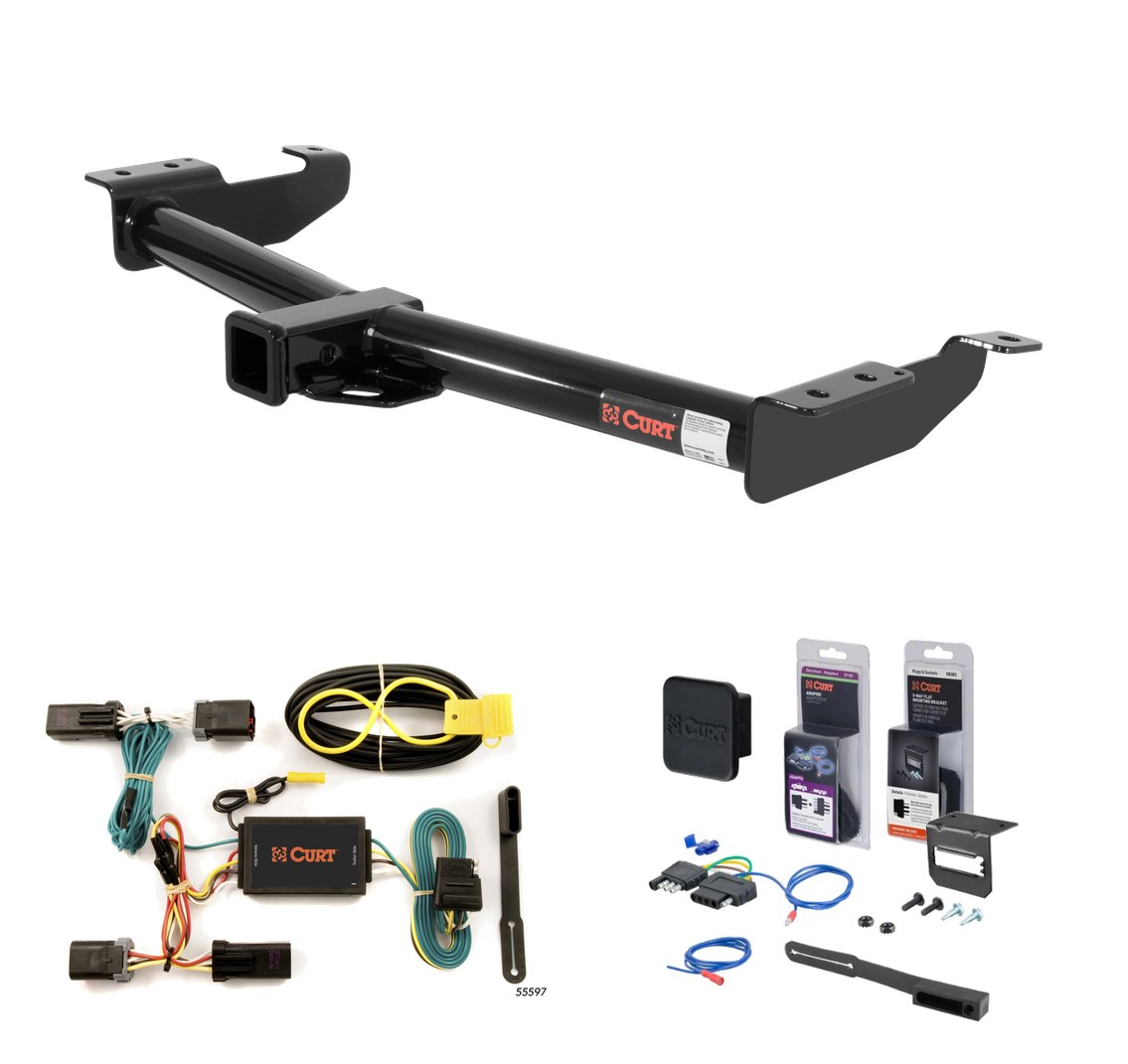2000 - 2003 Ford E-150 Curt 2" Class 3 Trailer Tow Hitch + 5-Flat Wiring Kit Tow Boat/Utility Trailer with Surge Brakes 13055 thumbnail 0