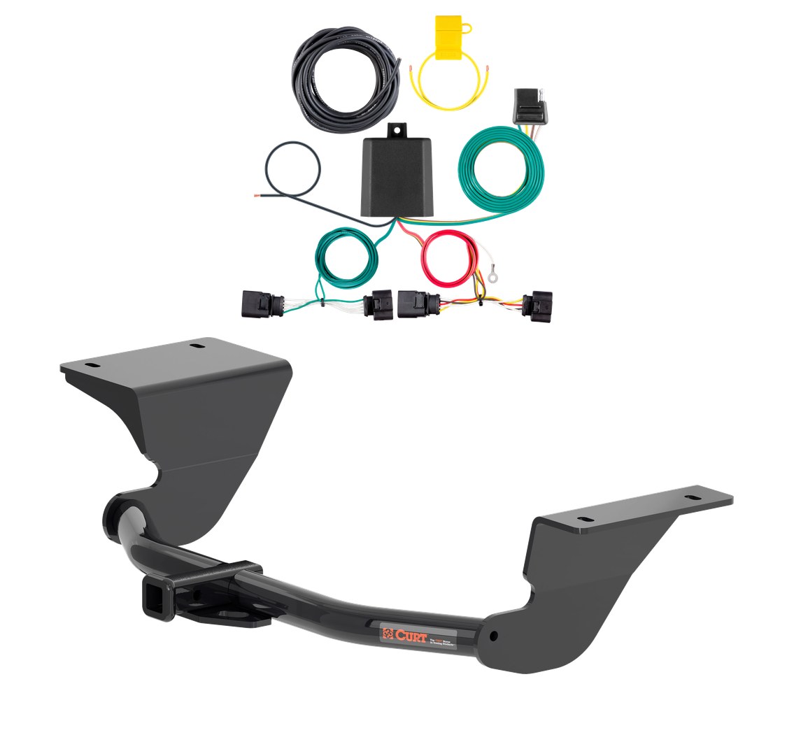 2019 - 2026 Volkswagen Jetta Sedan, excluding GLI Curt 1-1/4", Class 1 Trailer Tow Hitch + 4-flat Wiring Kit 11540 thumbnail 0