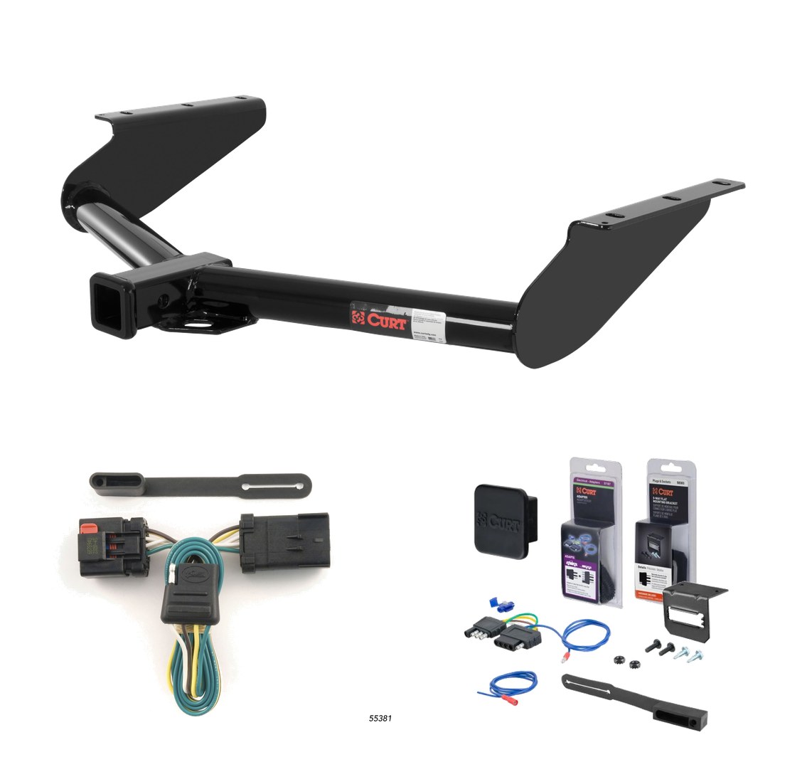 2008 Jeep Liberty Curt 2" Class 3 Trailer Tow Hitch + 5-Flat Wiring Kit Tow Boat/Utility Trailer with Surge Brakes 13245 thumbnail 0