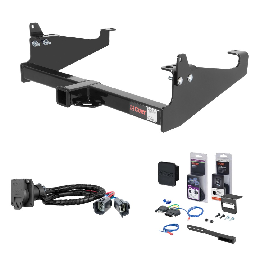 2020 - 2026 Ford F-550 Super Duty Cab & chassis with 34" frame width (O.D.) Curt 2" Class 4 Trailer Tow Hitch + 5-Flat Wiring Kit Tow Boat/Utility Trailer with Surge Brakes 14048 thumbnail 0