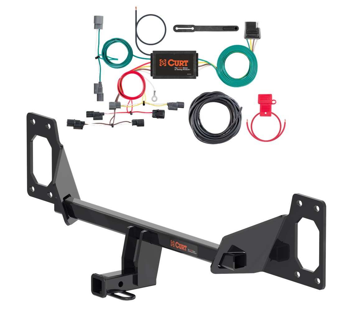 2016 - 2021 Honda Civic Sedan, excluding Hybrid or center exhaust Curt 1-1/4", Class 1 Trailer Tow Hitch + 4-flat Wiring Kit 11591 thumbnail 0