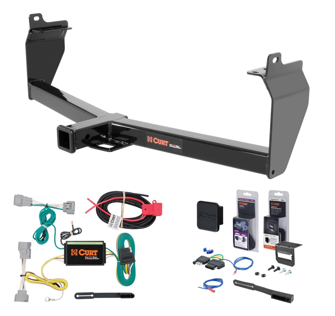 2014 - 2019 Jeep Cherokee Curt 2" Class 3 Trailer Tow Hitch + 5-Flat Wiring Kit Tow Boat/Utility Trailer with Surge Brakes 13171 thumbnail 0