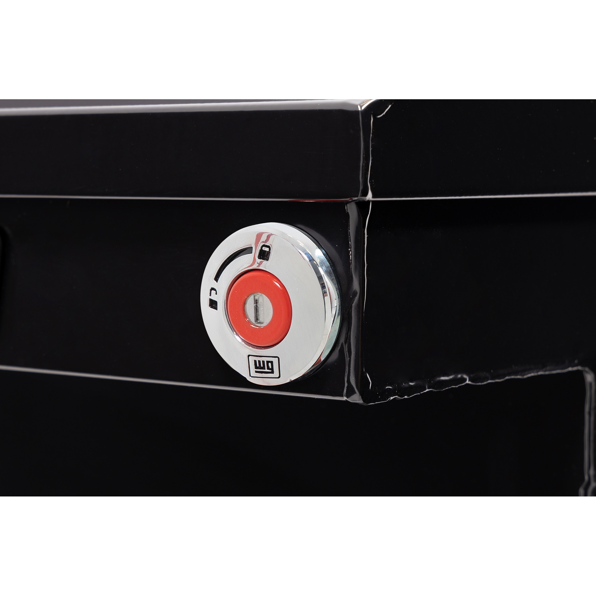 WEATHER GUARD 15 Cu Ft Steel Saddle Tool Box 128-5-04, Full Deep, Gloss Black, Tamper Resistant Push Button Lock thumbnail 1