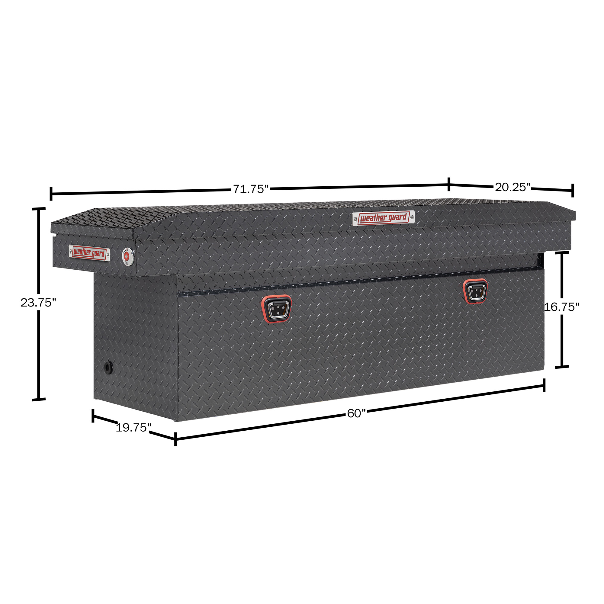WEATHER GUARD 123-6-04 Aluminum Saddle Tool Box, 15 Cu Ft, Gunmetal Gray, Full Deep, Tamper Resistant Push Button Lock thumbnail 11