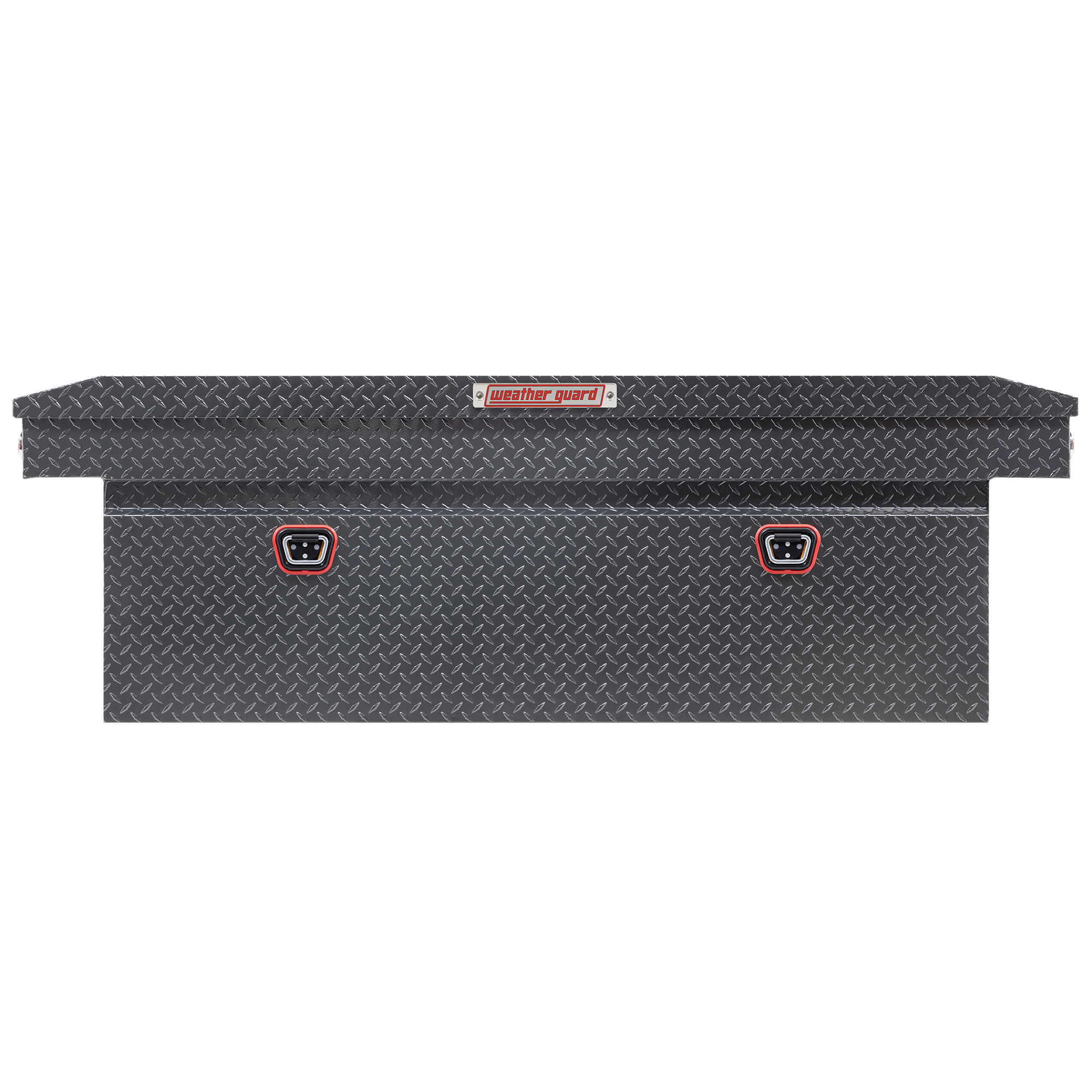 WEATHER GUARD 123-6-04 Aluminum Saddle Tool Box, 15 Cu Ft, Gunmetal Gray, Full Deep, Tamper Resistant Push Button Lock thumbnail 0