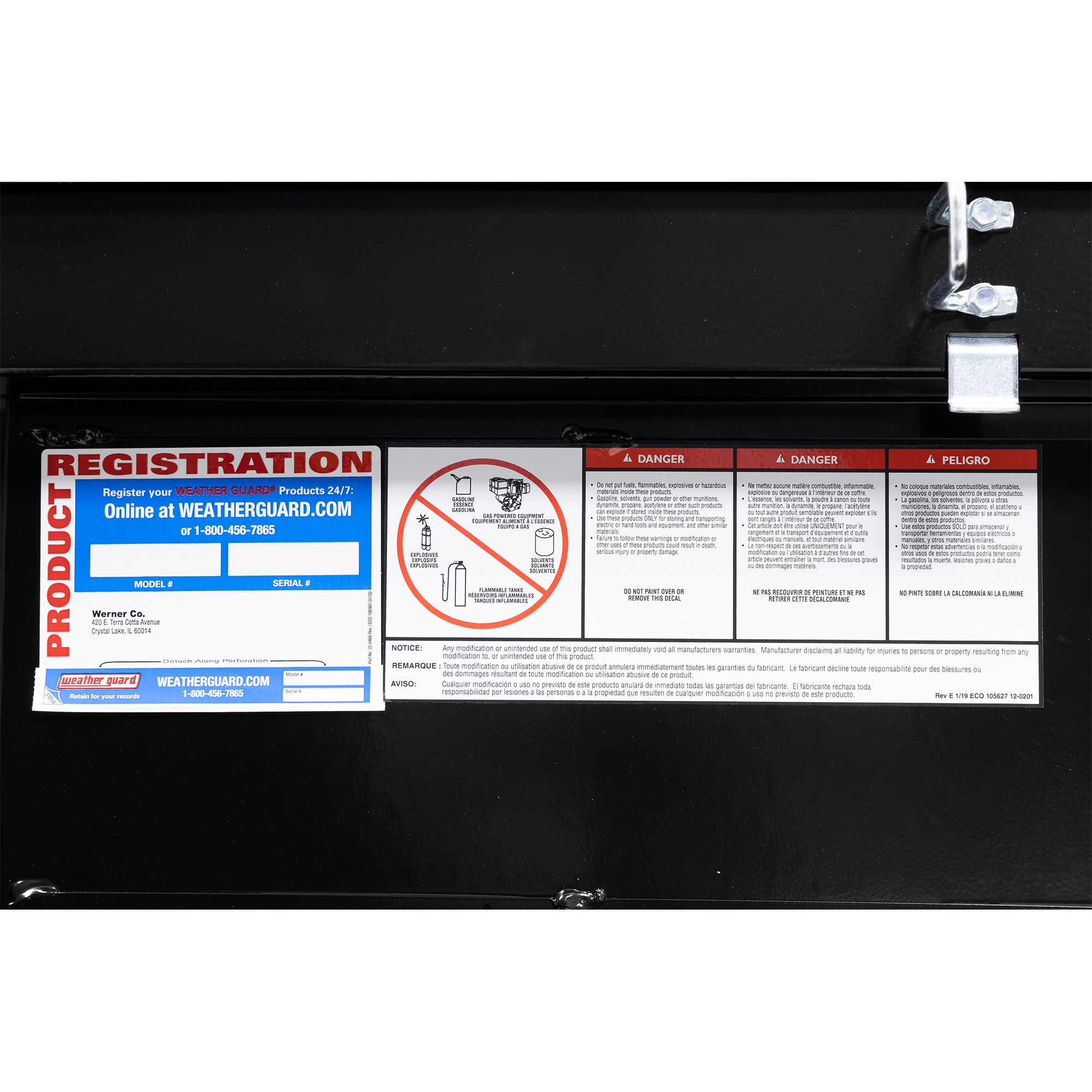 WEATHER GUARD 131-5-04 Aluminum Saddle Tool Box, 8 Cu Ft, Compact Low Profile, Gloss Black, Tamper Resistant Lock thumbnail 6