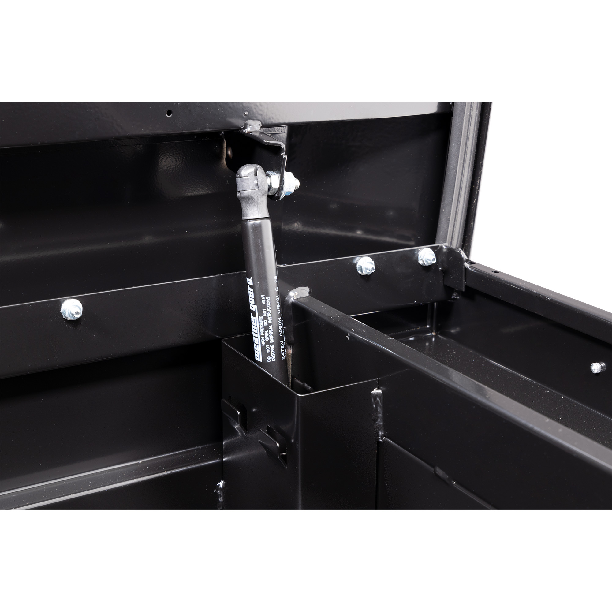 WEATHER GUARD 11 Cu Ft Steel Low Profile Saddle Tool Box 120-5-04, Gloss Black, Tamper Resistant Push Button Lock thumbnail 1