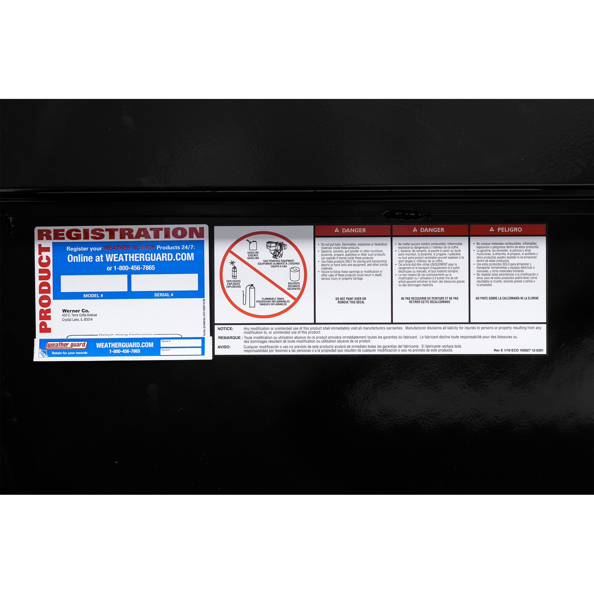 WEATHER GUARD 178-5-04 56" Low Profile Lo-Side Truck Tool Box, 4 cu ft Aluminum, Gloss Black thumbnail 6