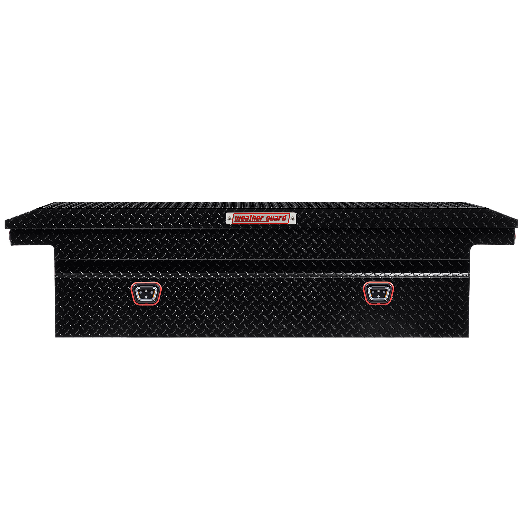 WEATHER GUARD 121-5-04 Aluminum Saddle Tool Box, 11 cu ft, Full Low Profile, Gloss Black, Tamper Resistant Push Button Lock thumbnail 0