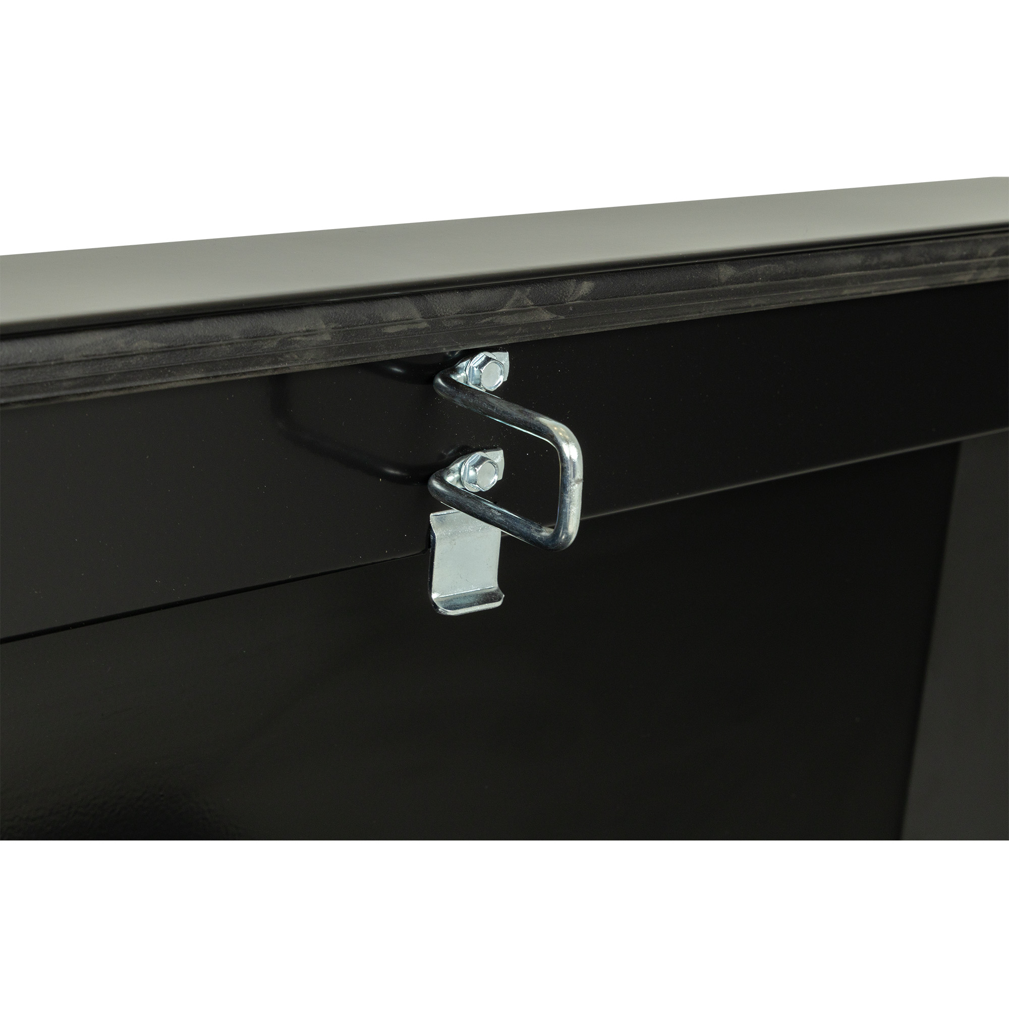 WEATHER GUARD 15.5 Cu Ft Steel Saddle Tool Box 116-5-04, Extra Wide, Gloss Black, Tamper Resistant Push Button Lock thumbnail 5