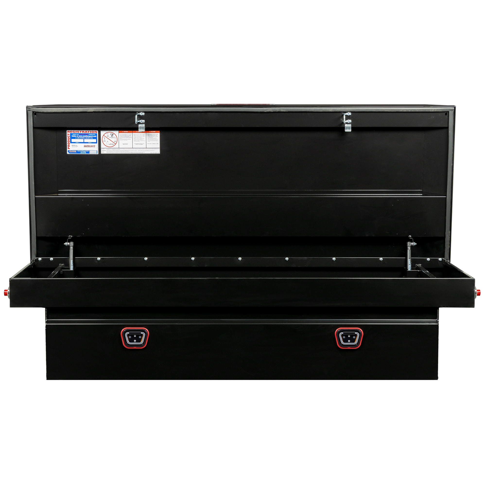 WEATHER GUARD 15.5 Cu Ft Steel Saddle Tool Box 116-5-04, Extra Wide, Gloss Black, Tamper Resistant Push Button Lock thumbnail 9
