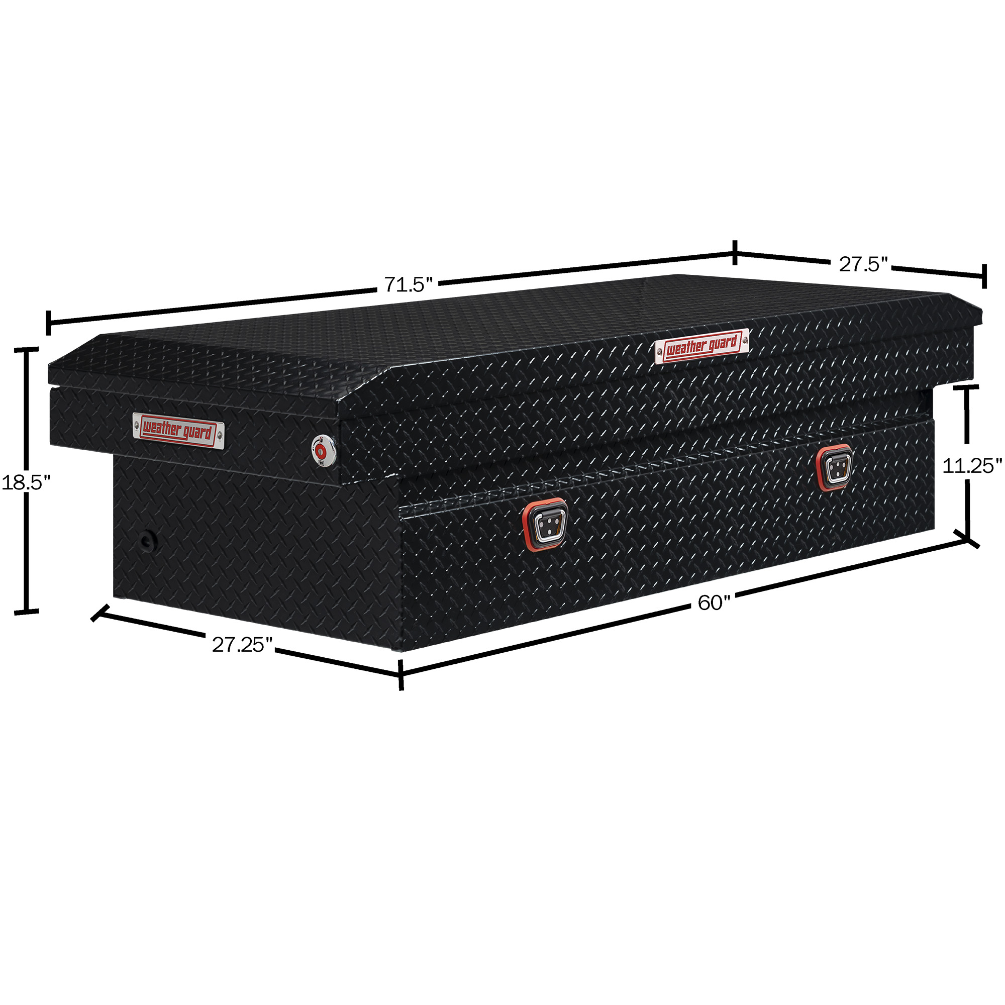 WEATHER GUARD 117-5-04 Aluminum Saddle Tool Box, 15.5 Cu Ft, Extra Wide, Gloss Black, Tamper Resistant Push Button Lock thumbnail 12