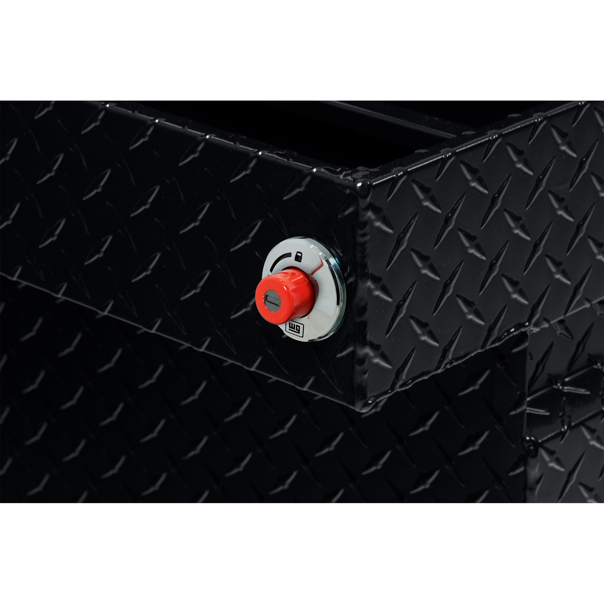WEATHER GUARD 117-5-04 Aluminum Saddle Tool Box, 15.5 Cu Ft, Extra Wide, Gloss Black, Tamper Resistant Push Button Lock thumbnail 2