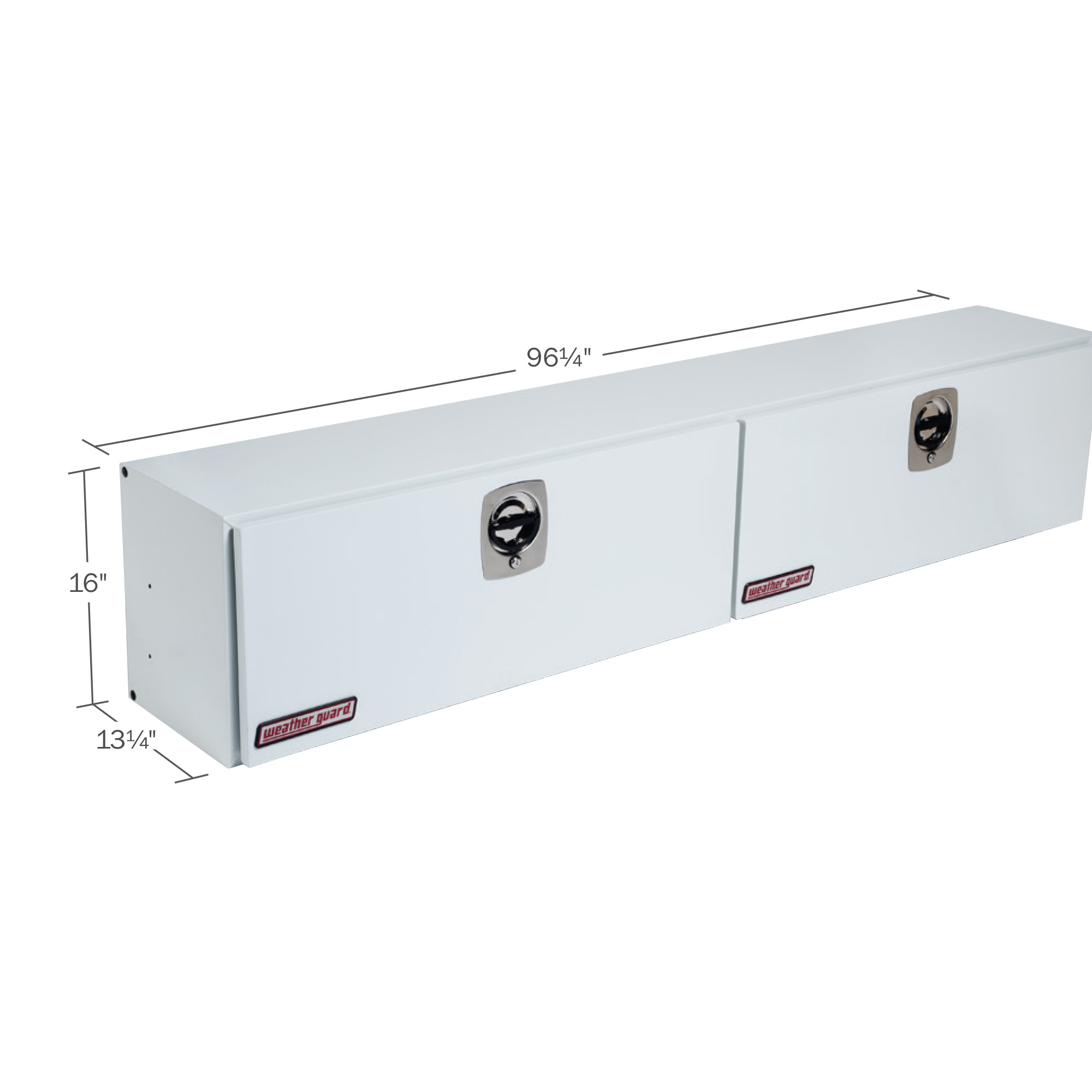 WEATHER GUARD 296-3-02 Hi-Side Truck Tool Box, 11.8 ft³, 96.25" x 13.25" x 16", White Steel, Heavy Duty Welded thumbnail 1