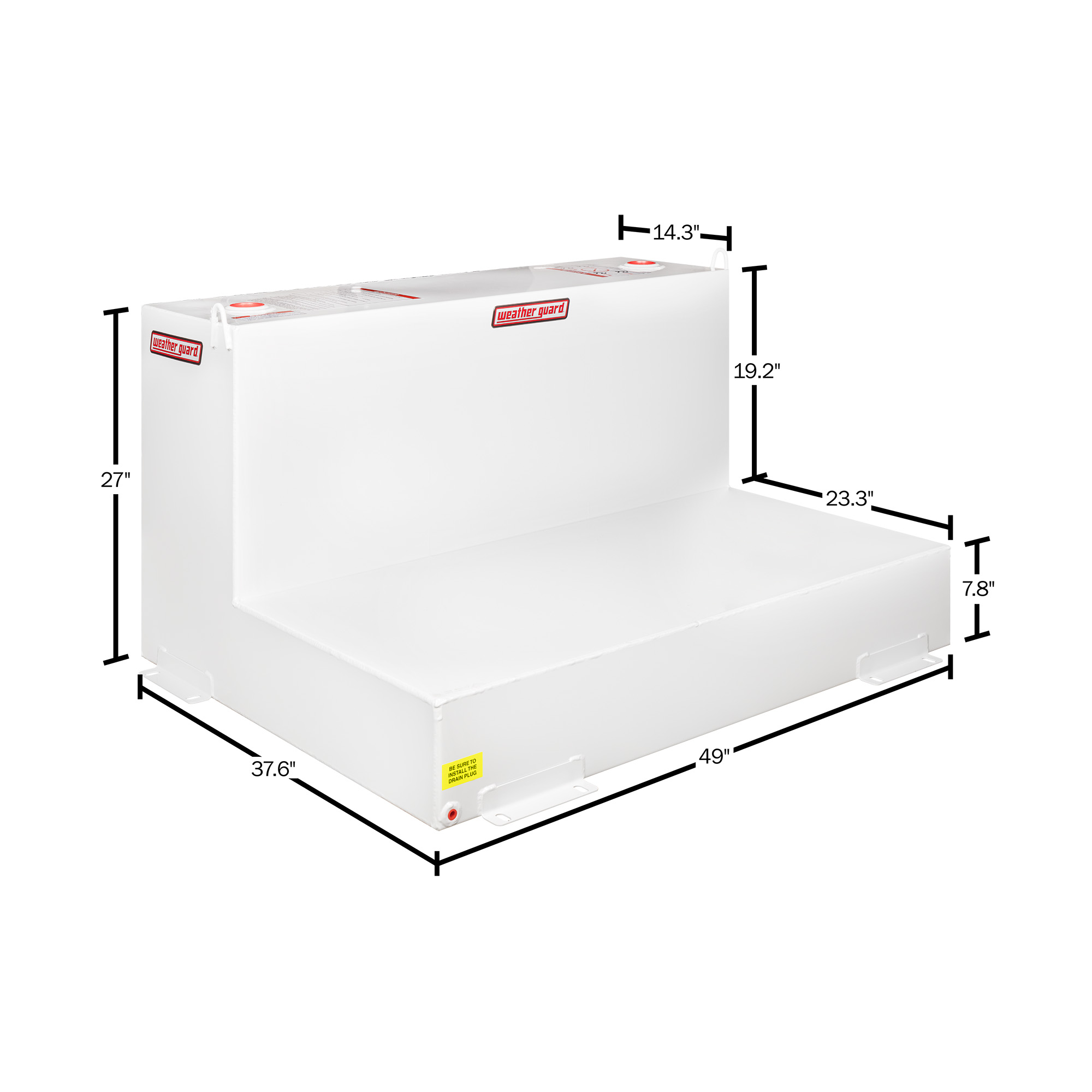 WEATHER GUARD 110 Gallon L-Shape Steel Transfer Tank 362-3-02, Diesel/Hydraulic Fluid, White Finish, Vented Cap thumbnail 8