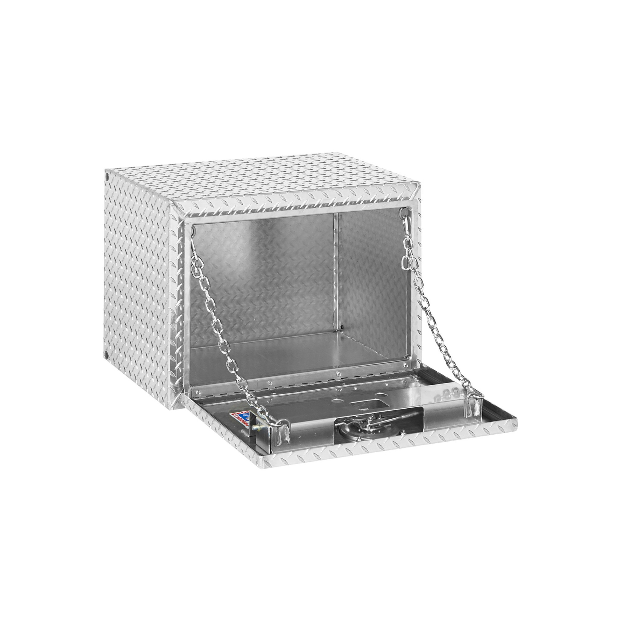 WEATHER GUARD 627-0-02 Aluminum Underbed Tool Box, 4.3 Cu Ft, 24" x 18" x 18", Diamond Plate Clear Coat Finish thumbnail 1