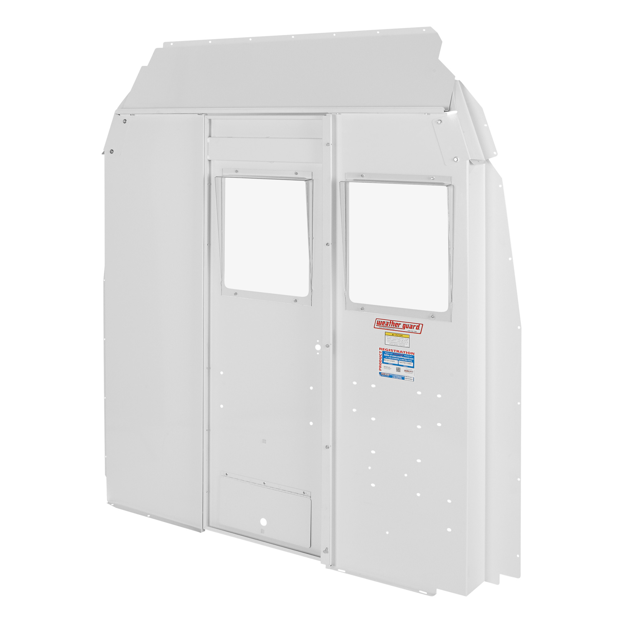 Weather Guard 96121-3-01 High Bulkhead Window, Mid/High-Roof, 66.25"H x 69.25"W x 6"D, White Steel Van Storage thumbnail 0