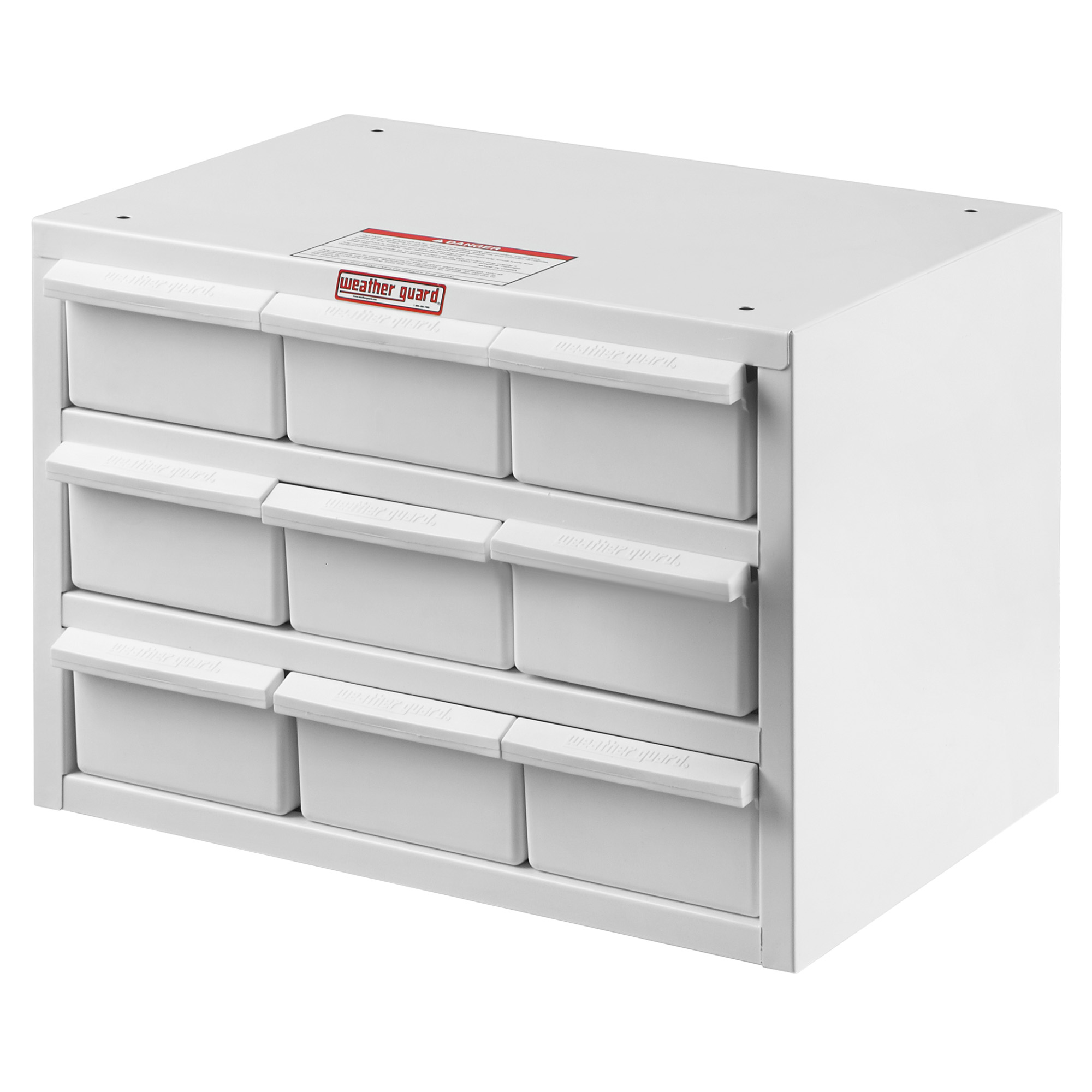 Weather Guard 9909-3-02 Parts Cabinet, 9 Bin, 12"H x 17"W x 11.6"D, White Steel Van Storage thumbnail 0