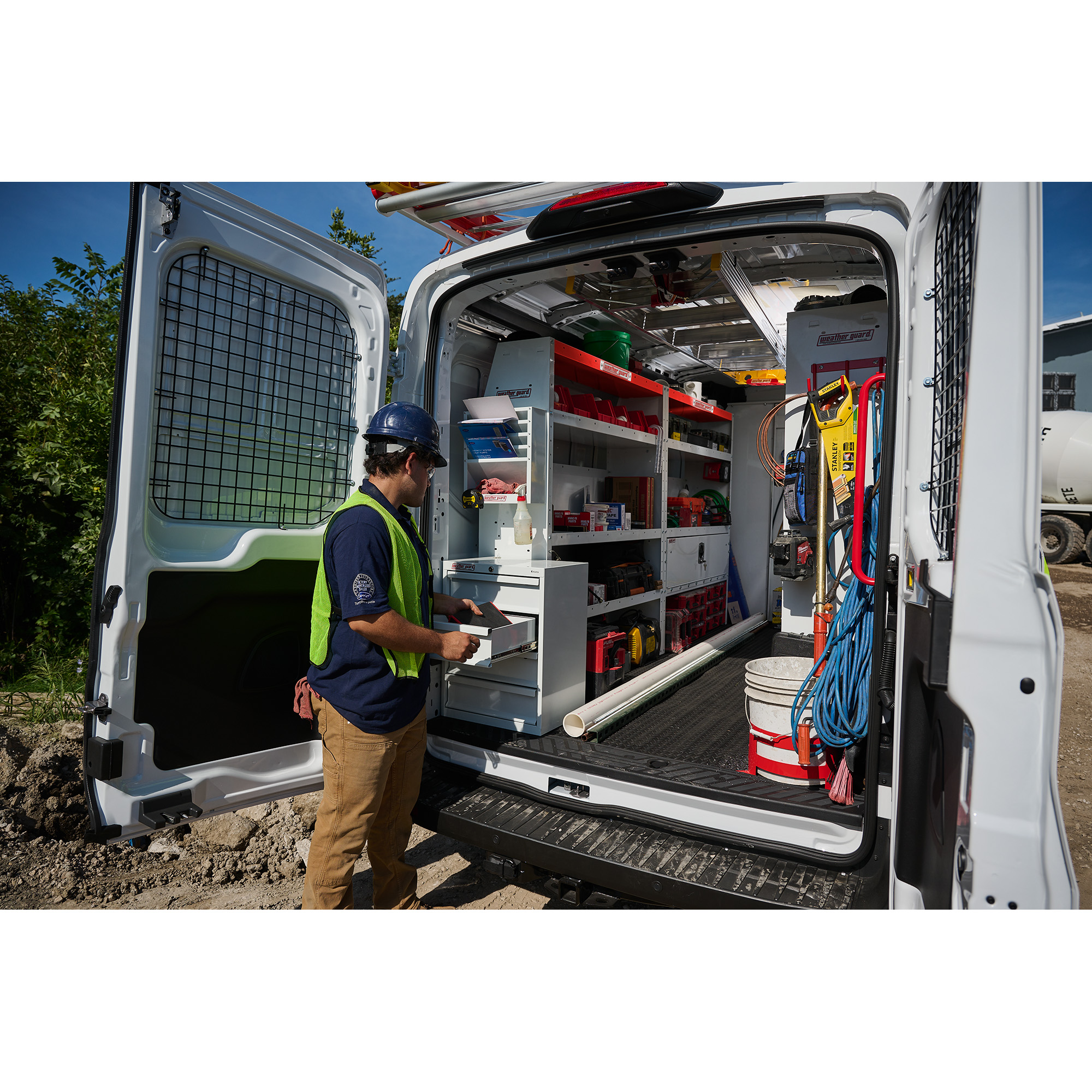 Weather Guard 9984-3-01 4 Drawer, 24"H x 18"W x 14"D Steel Van Storage Cabinet, White Powder Coat Floor Mount thumbnail 1