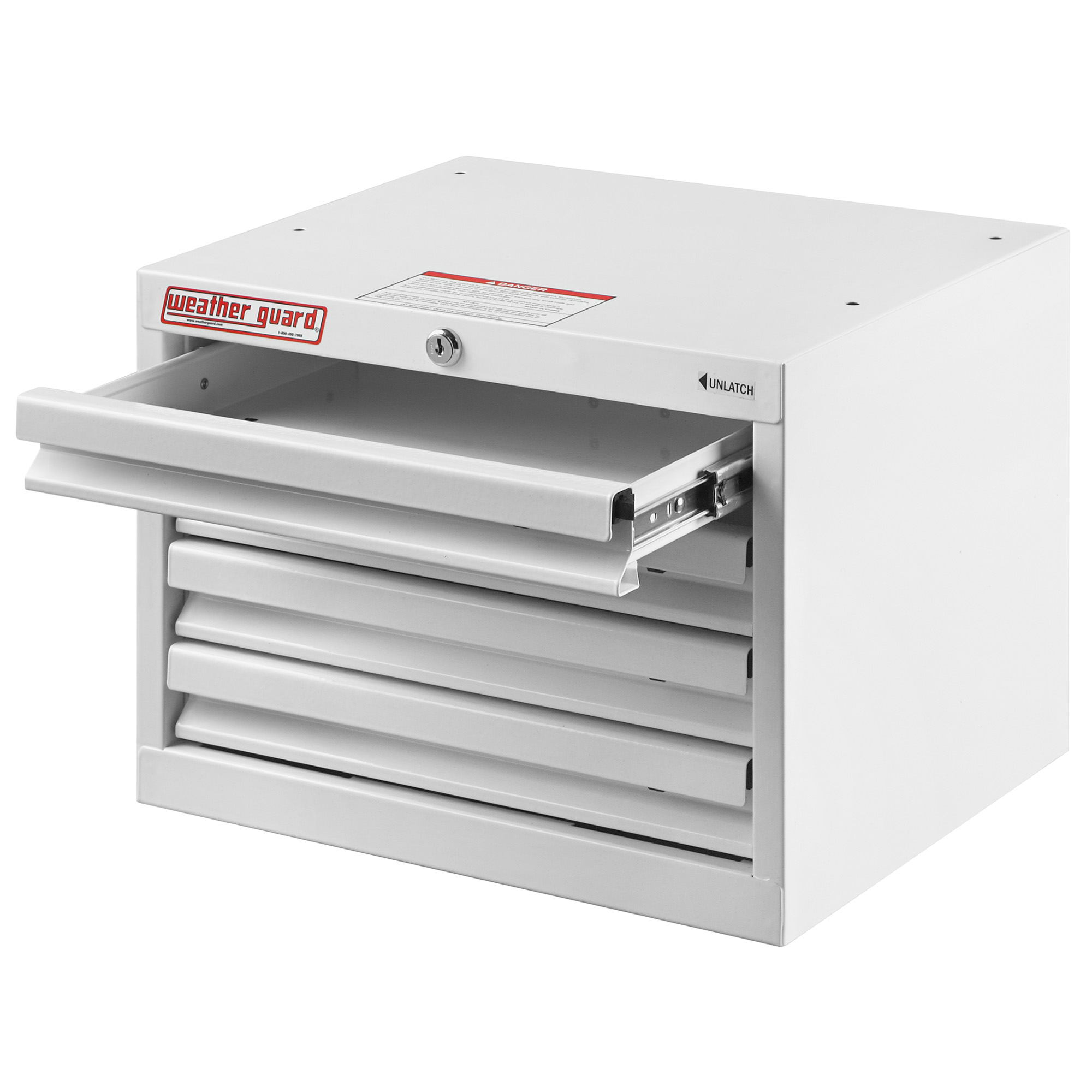 WEATHER GUARD 9914-3-02 4-Drawer Van Storage Cabinet, 16"W x 12"H x 13.63"D, White Steel Tool Organizer thumbnail 1