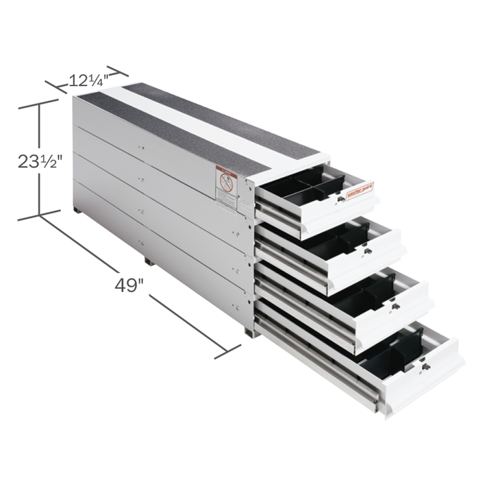 Weather Guard 328-3 Aluminum Drawer Unit, 75 lbs Capacity, 49" x 12.25" x 23.5", White Van Storage System thumbnail 1