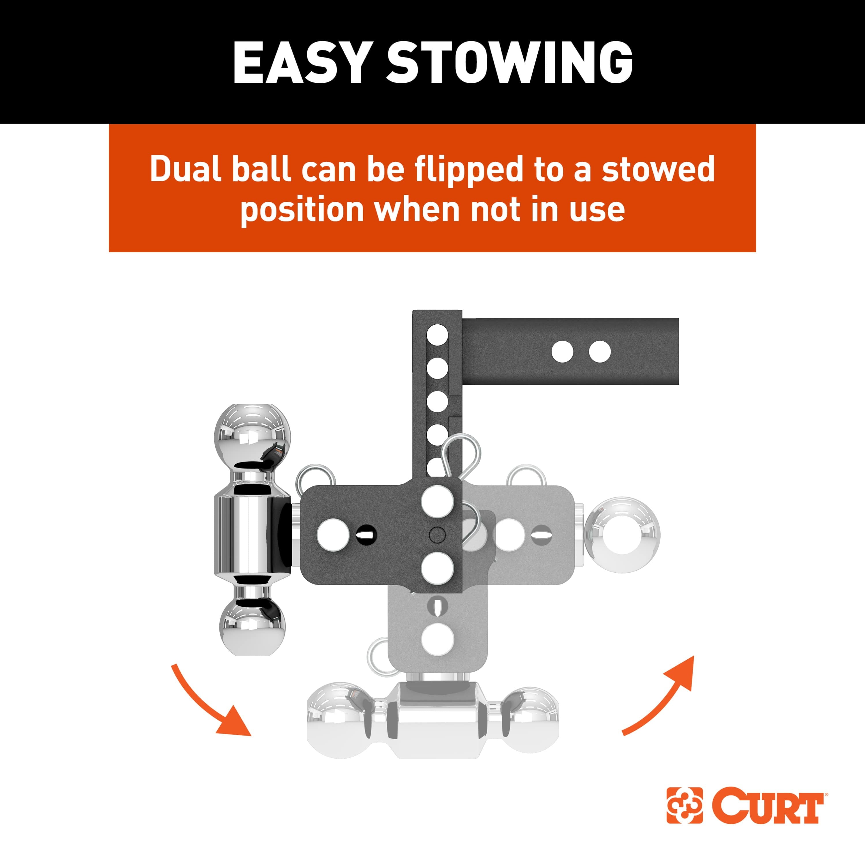 CURT 45961 StowPro USA-Made Ball Mount, 5" Drop, 2" Shank, Dual Ball thumbnail 4