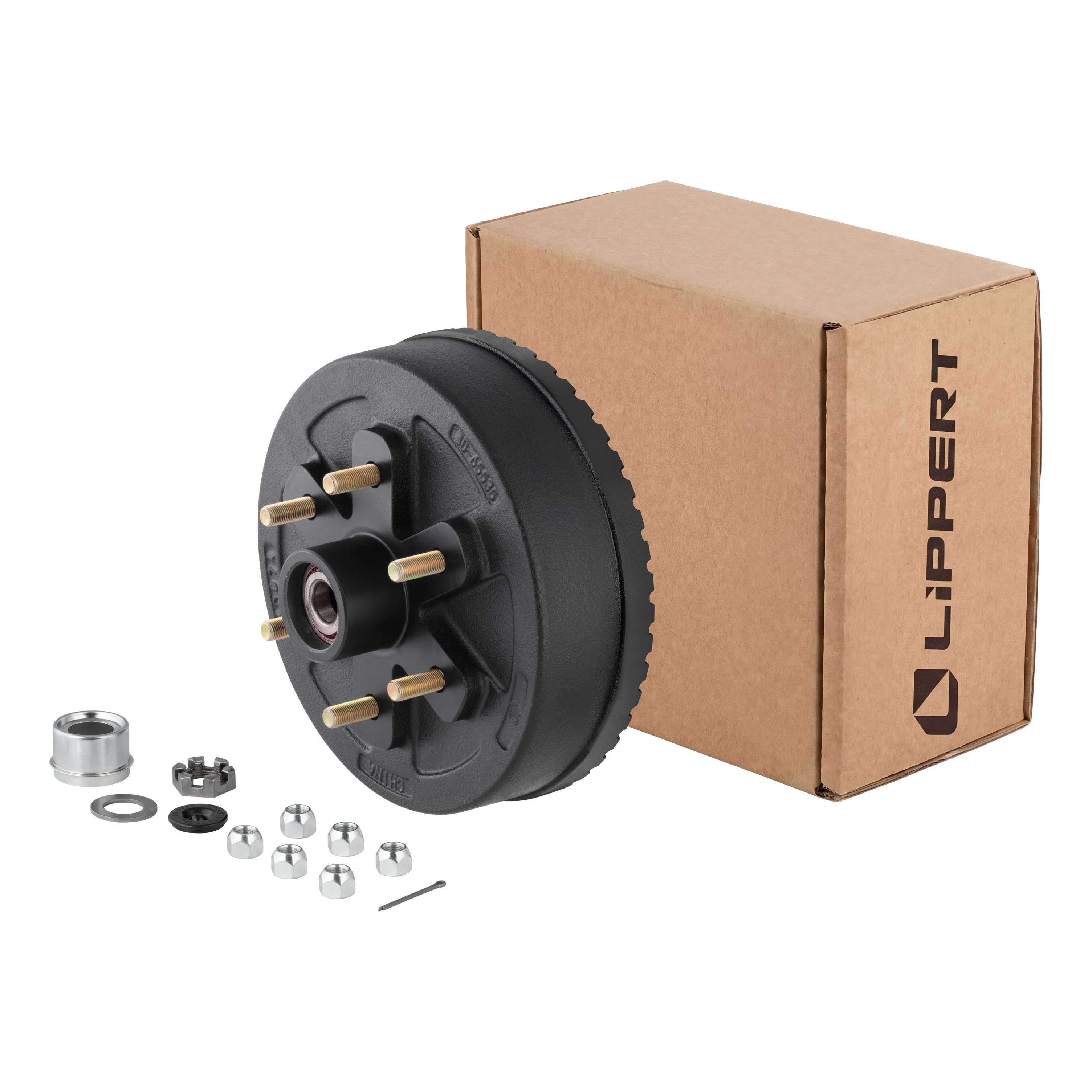 Lippert 2025077656 ABS 10" Brake Hub Kit, 4,400-lb Axle, 6 on 5-1/2" Bolt Pattern, 1/2" Stud, Pre-Greased thumbnail 0