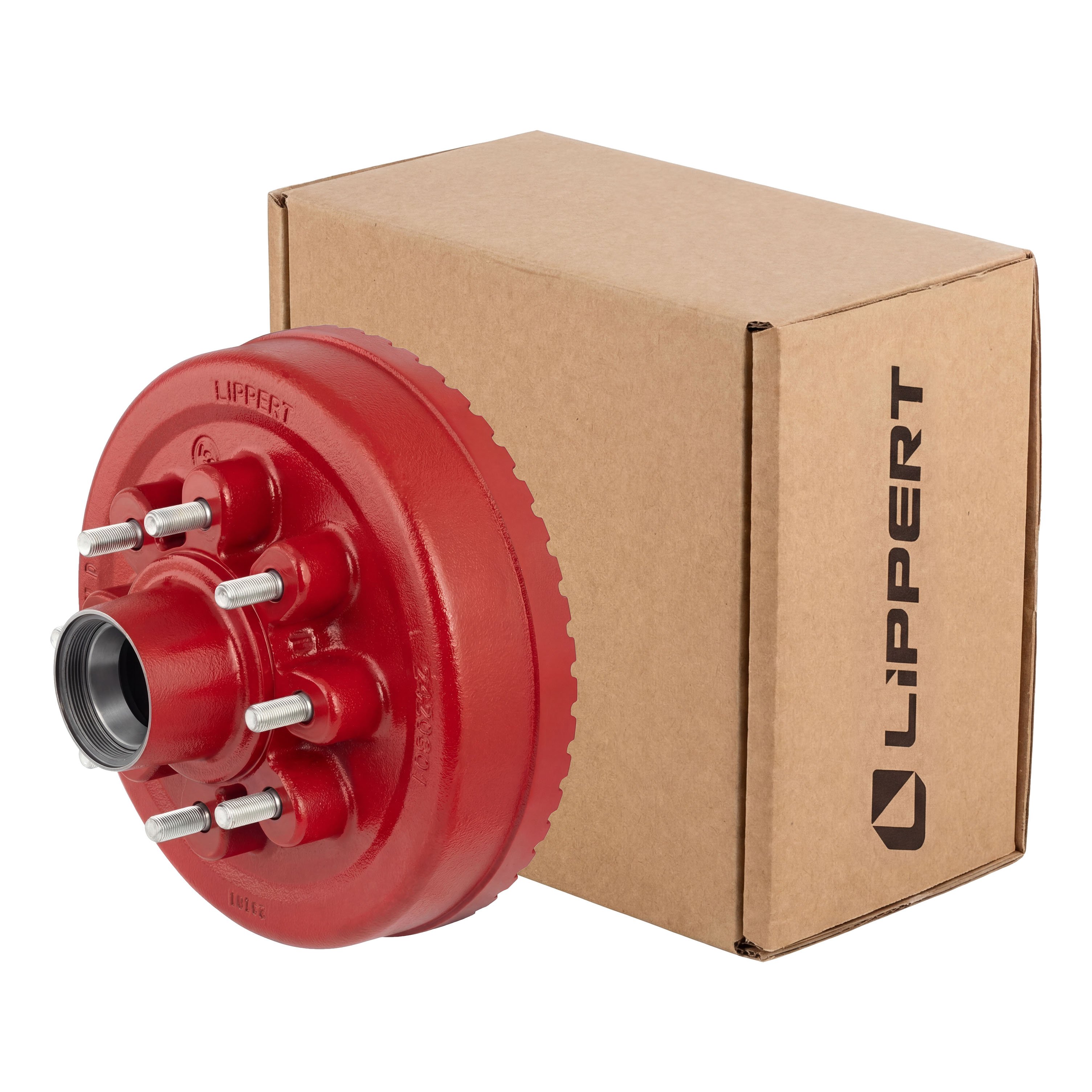 Lippert 8,000-lb. ABS 12" Red Hybrid Threaded Brake Hub Assembly, 8 on 6-1/2" Bolt Pattern, 9/16" Stud - 2025077676 thumbnail 0