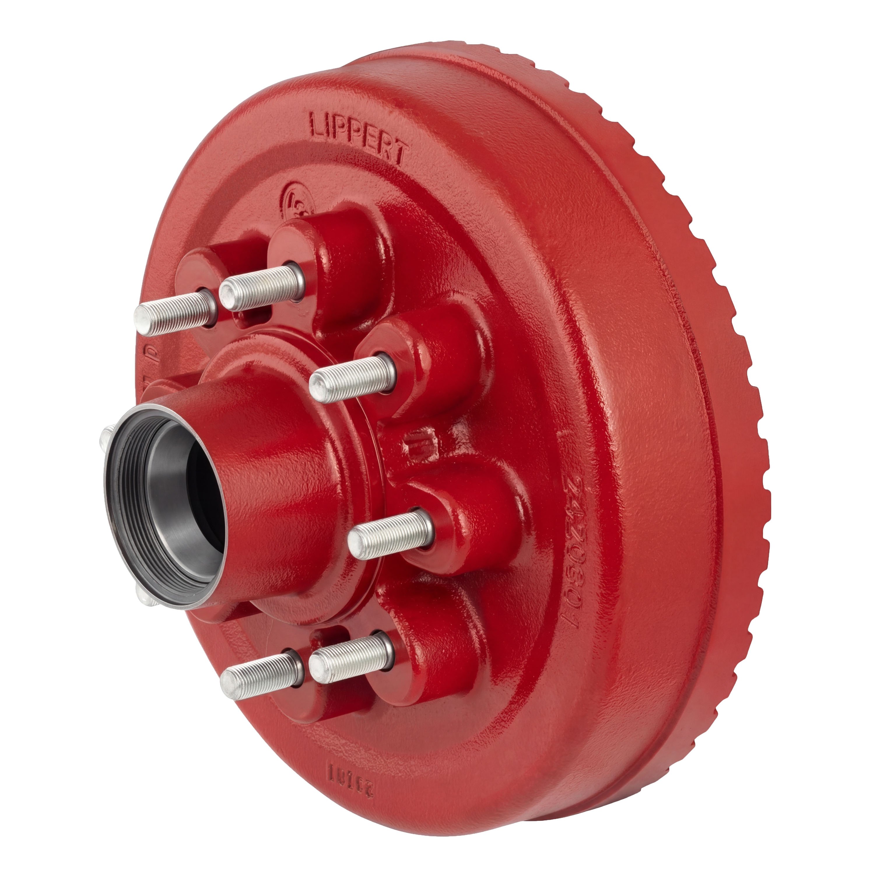 Lippert 8,000-lb. ABS 12" Red Hybrid Threaded Brake Hub Assembly, 8 on 6-1/2" Bolt Pattern, 9/16" Stud - 2025077676 thumbnail 1