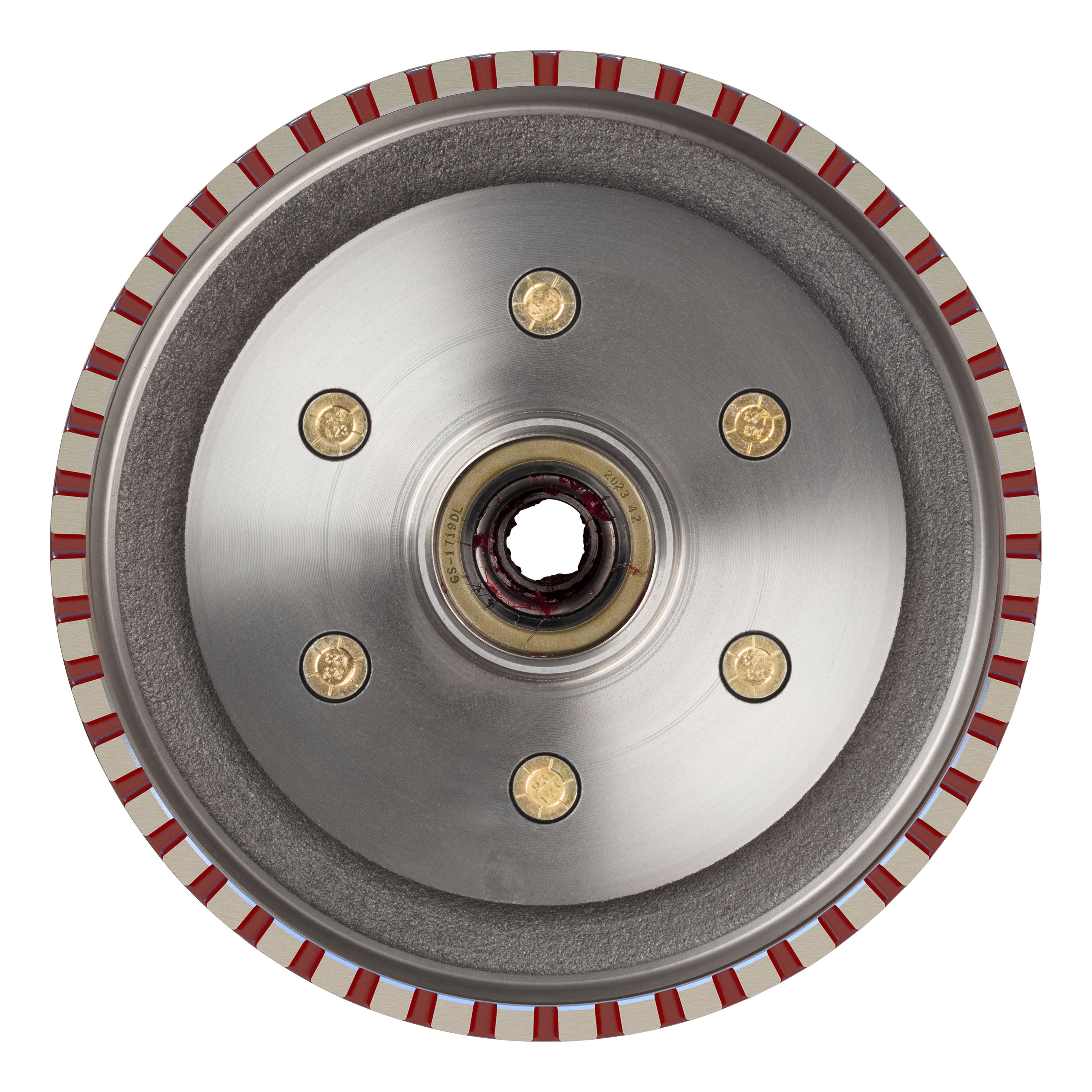 Lippert 2025077658 ABS 10" Red Brake Hub Kit, 4,400-lb. Axles, 6 on 5-1/2" Bolt Pattern, 1/2" Stud, Pre-Greased Bearings thumbnail 3