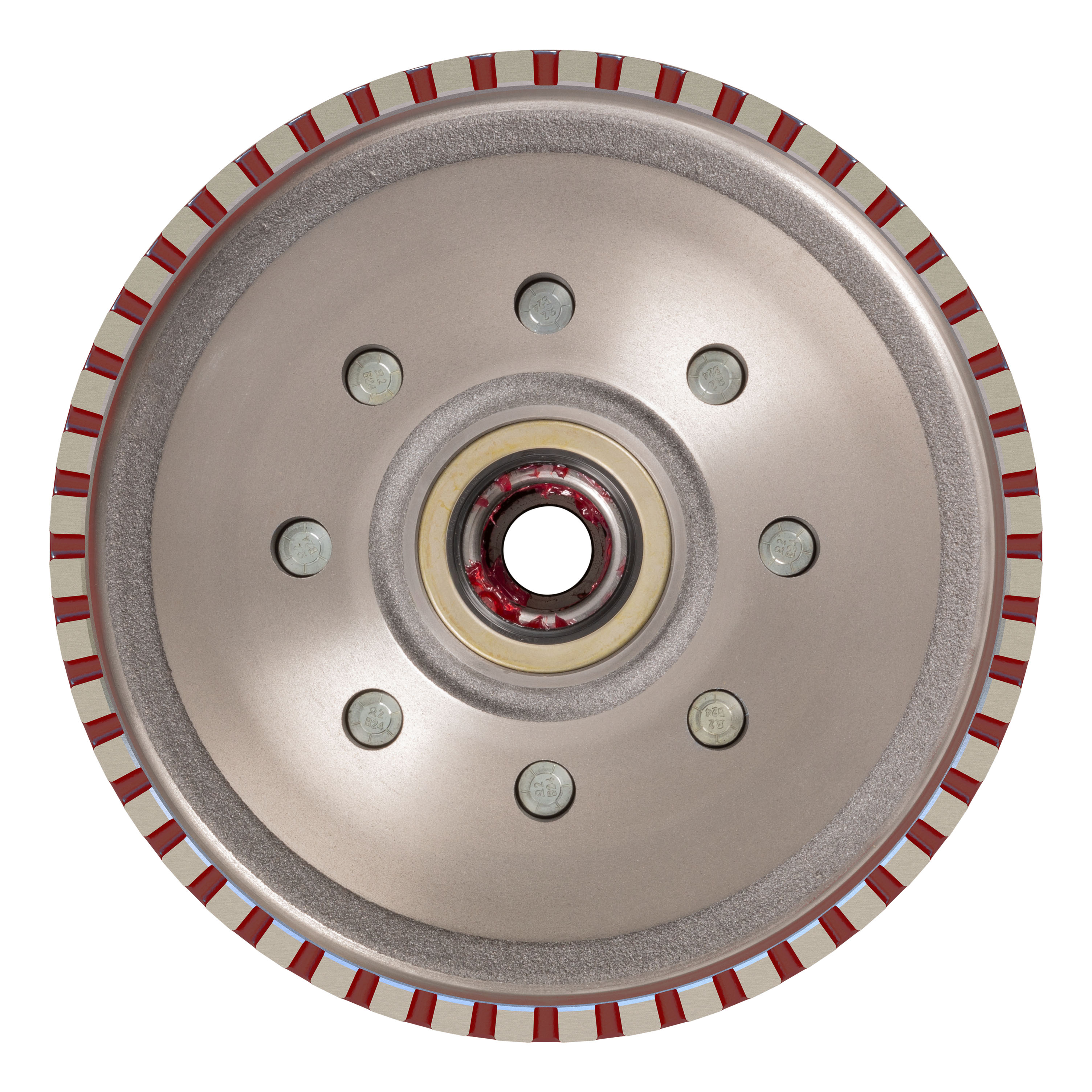 Lippert 2025077672 ABS 12" Red Brake Hub Kit, 7,000-lb Axles, 8 on 6-1/2" Bolt Pattern, 9/16" Studs, Pre-Greased Bearings thumbnail 3