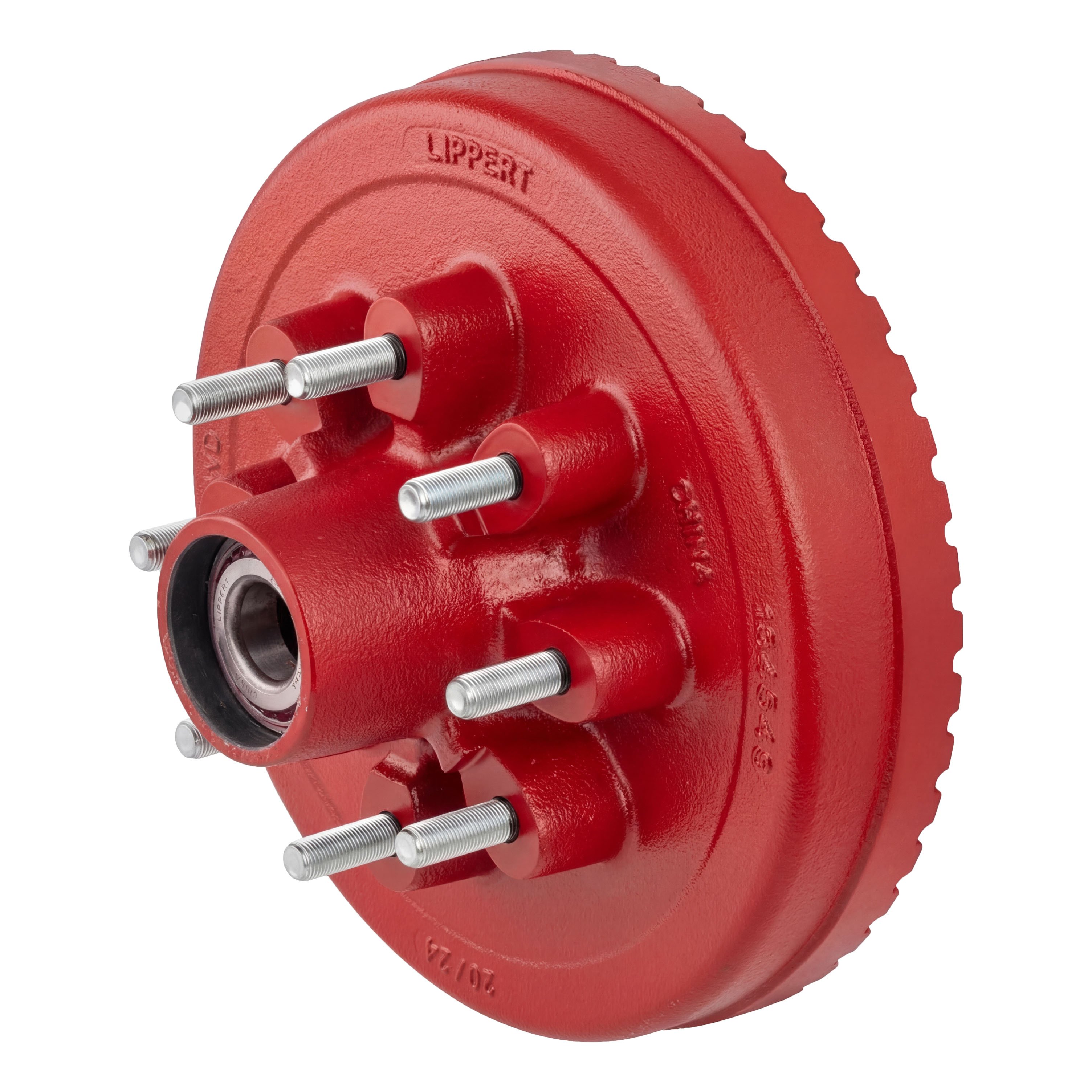 Lippert 2025077672 ABS 12" Red Brake Hub Kit, 7,000-lb Axles, 8 on 6-1/2" Bolt Pattern, 9/16" Studs, Pre-Greased Bearings thumbnail 6